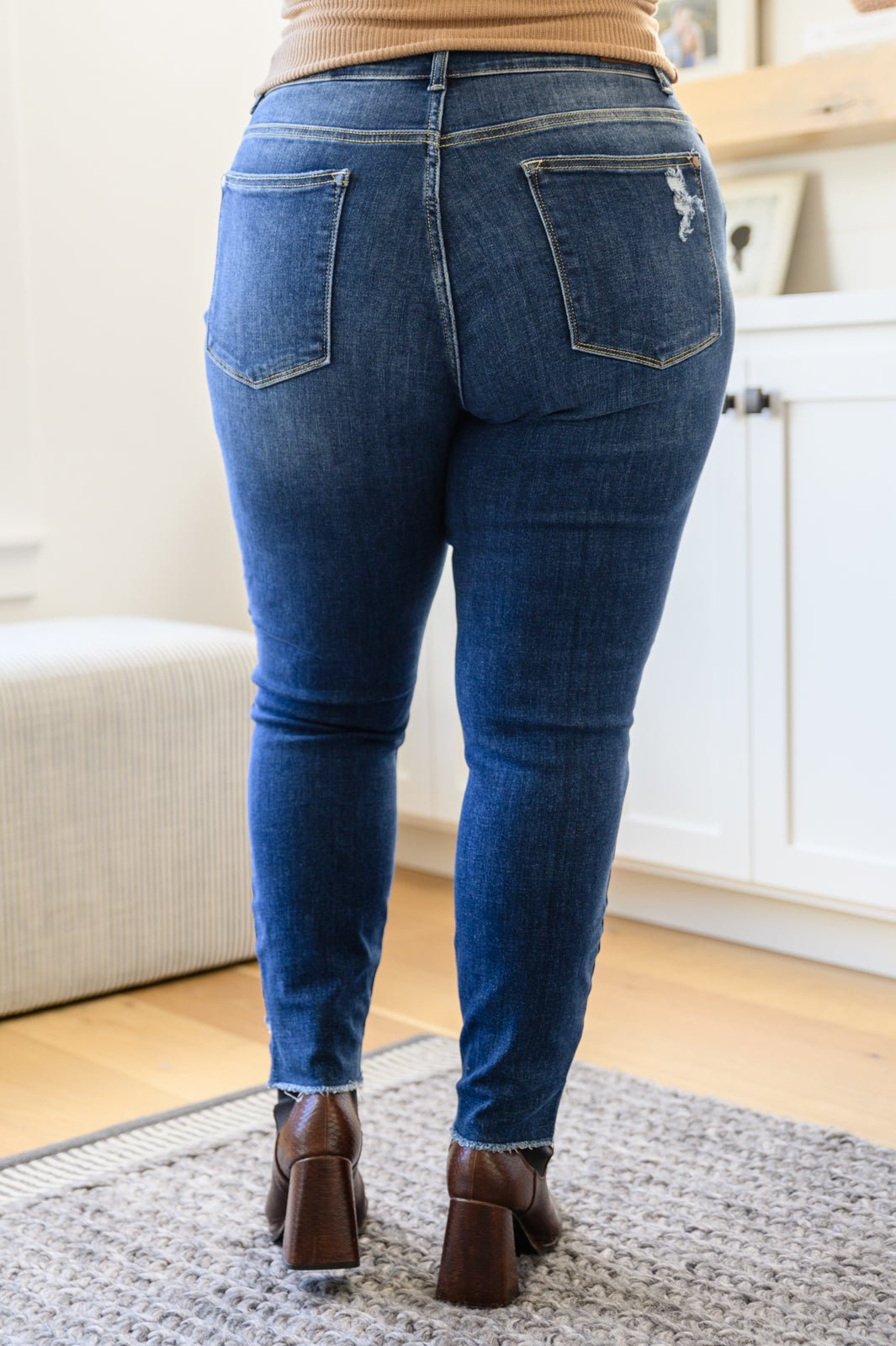 Annalise Slanted Raw Hem Skinny Jeans (Online Exclusive) - Uptown Boutique Ramona