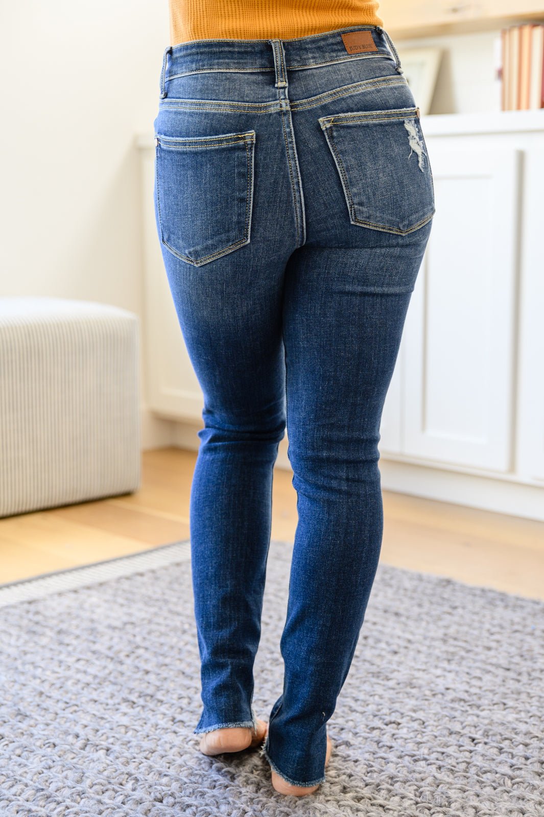 Annalise Slanted Raw Hem Skinny Jeans (Online Exclusive) - Uptown Boutique Ramona