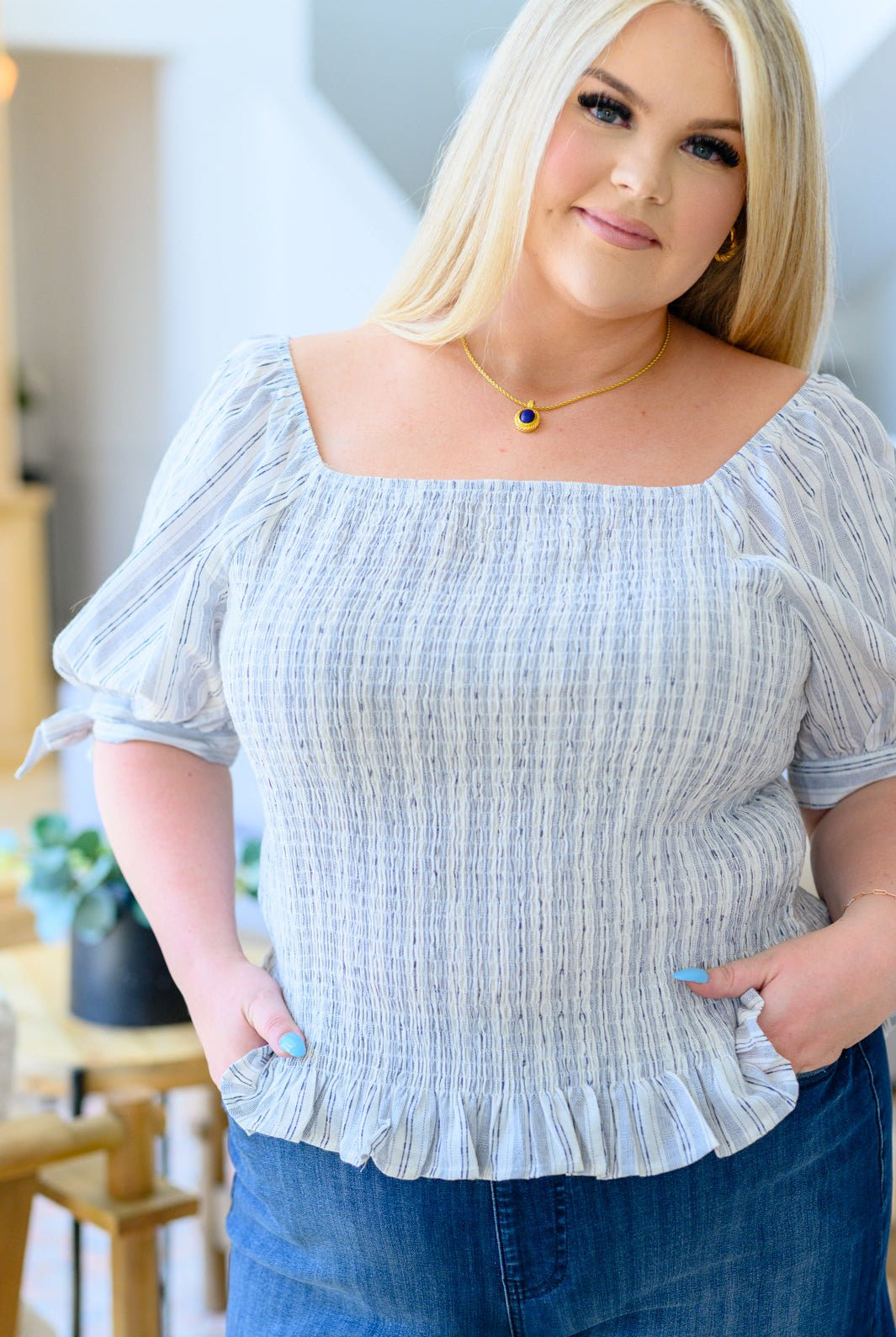 Anticipating More Smocked Blouse - Uptown Boutique Ramona