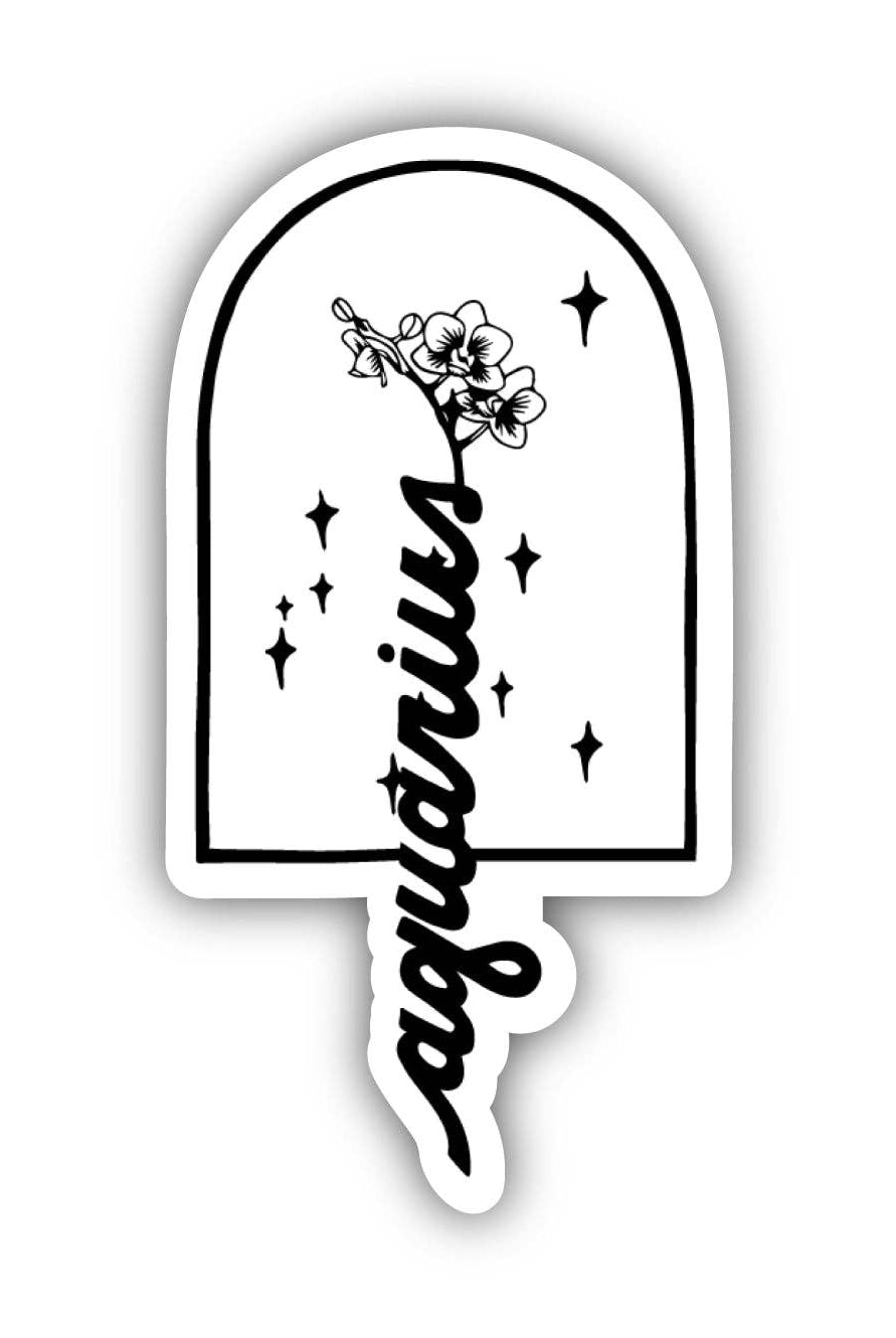 Aquarius Orchid Zodiac Sticker - Uptown Boutique Ramona