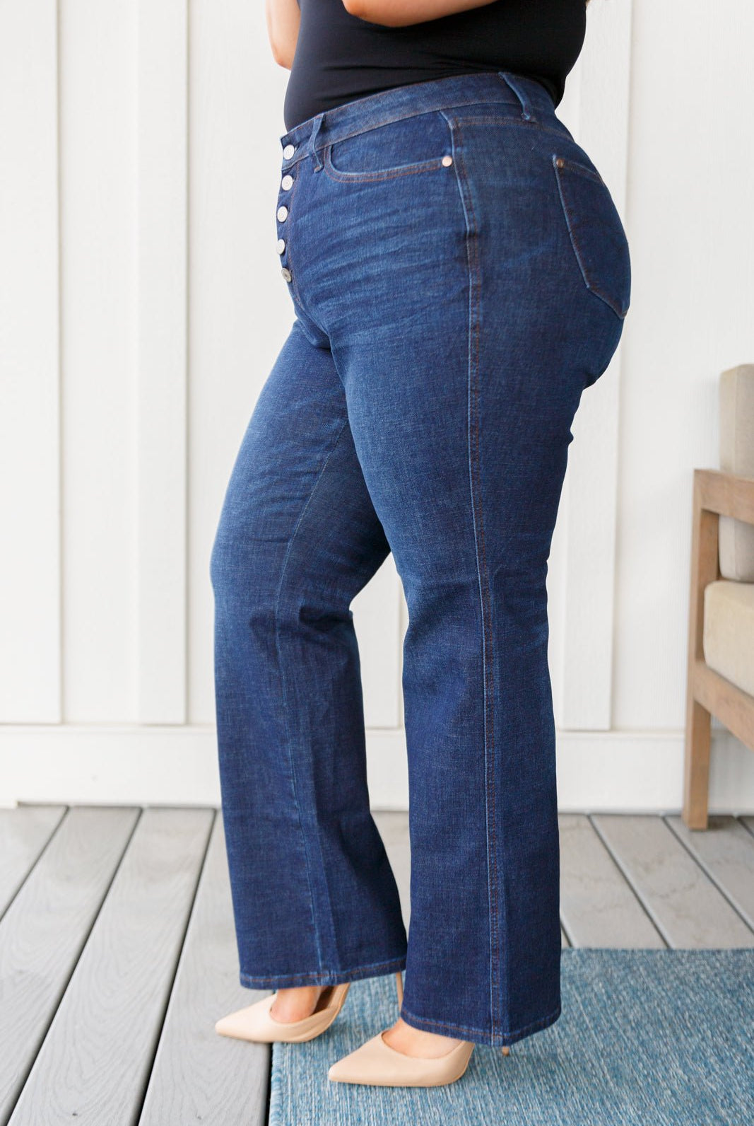 Arlo High Rise Button - Fly Straight Jeans (Online Exclusive) - Uptown Boutique Ramona