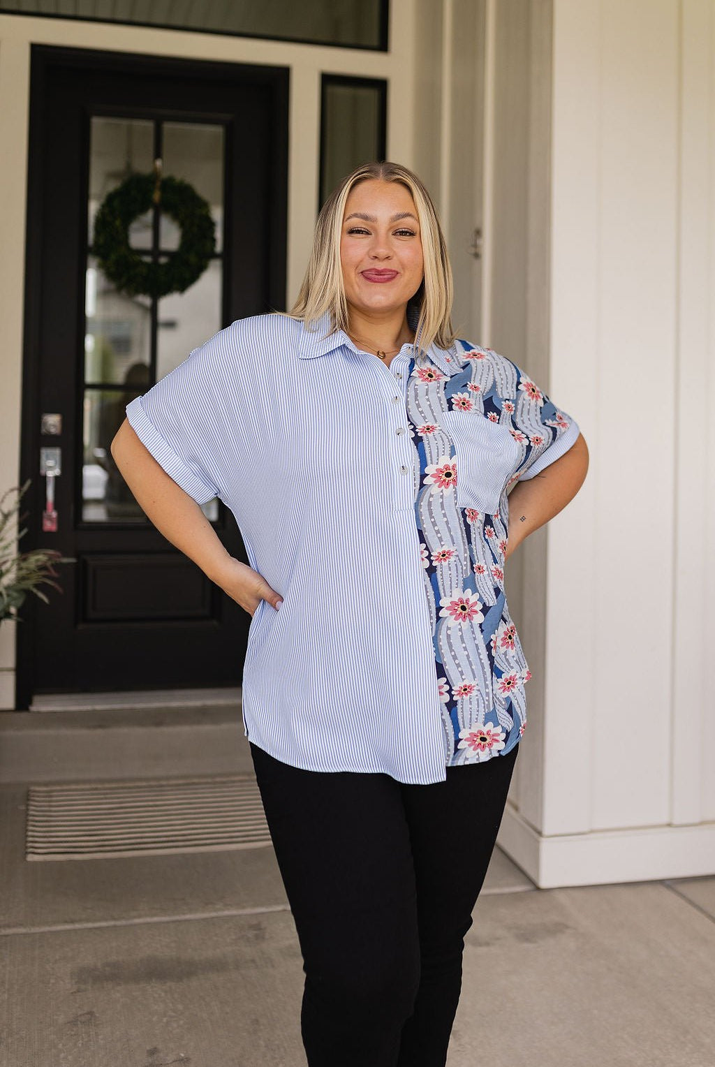 Best Of Both Worlds Button Down Top - Uptown Boutique Ramona