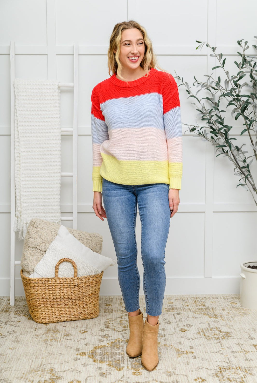 Bright Striped Knit Sweater (Online Exclusive) - Uptown Boutique Ramona