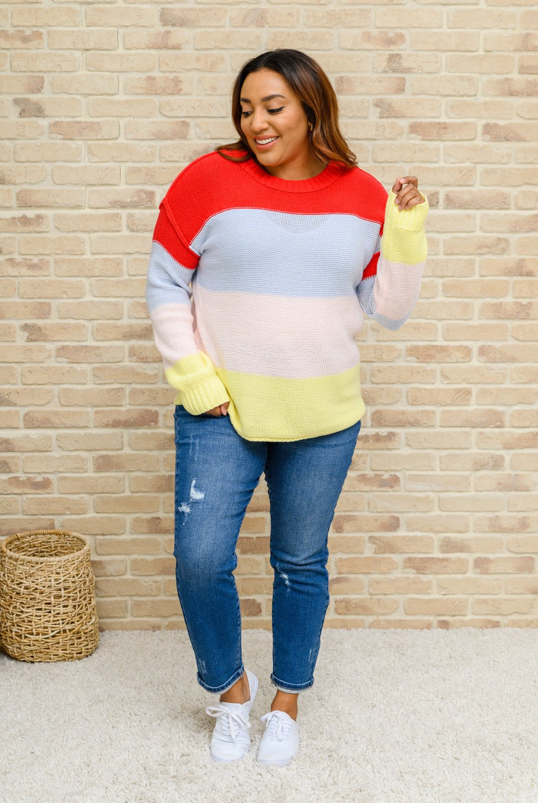 Bright Striped Knit Sweater (Online Exclusive) - Uptown Boutique Ramona