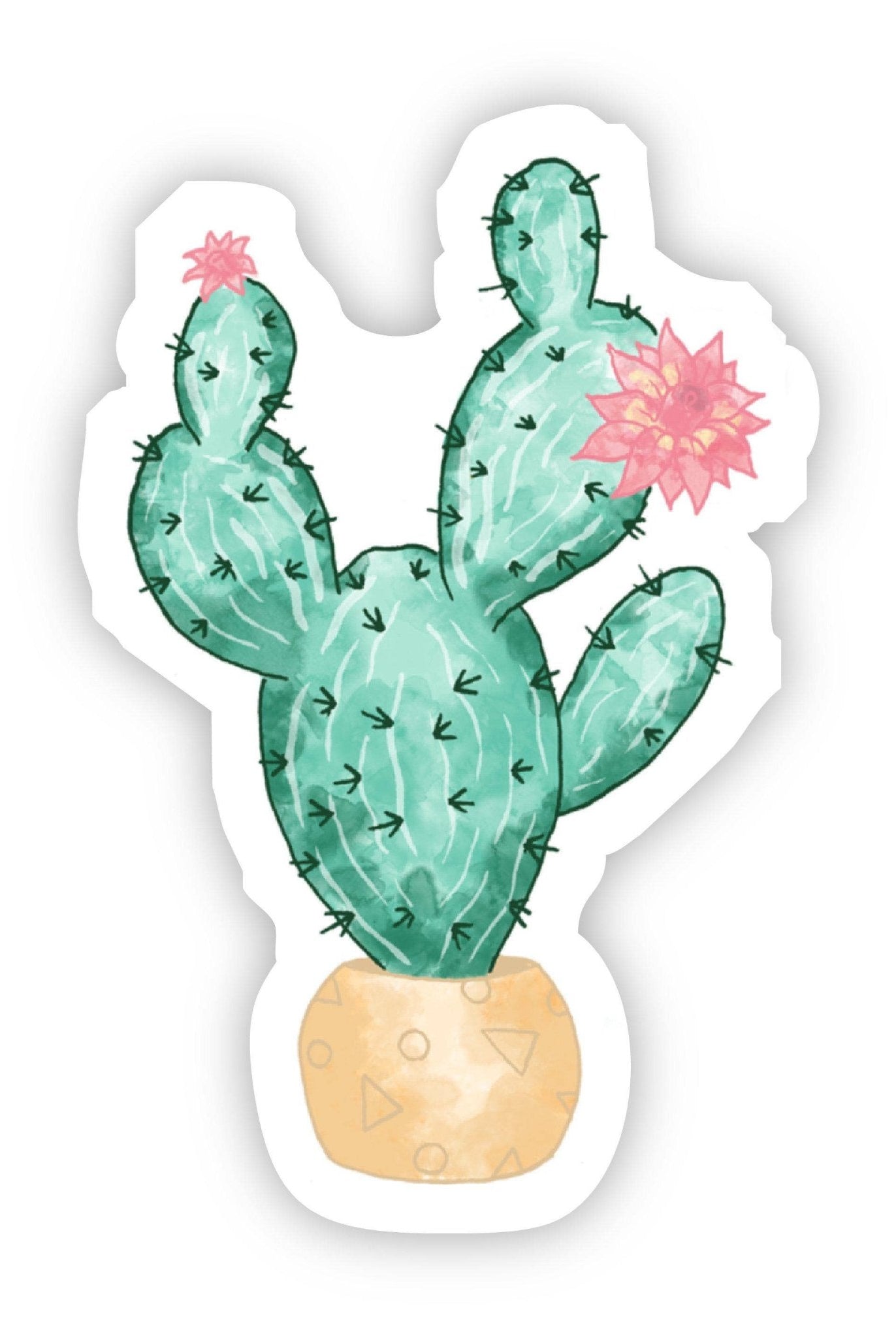Cactus with Pink Flower Sticker - Watercolor - Uptown Boutique Ramona
