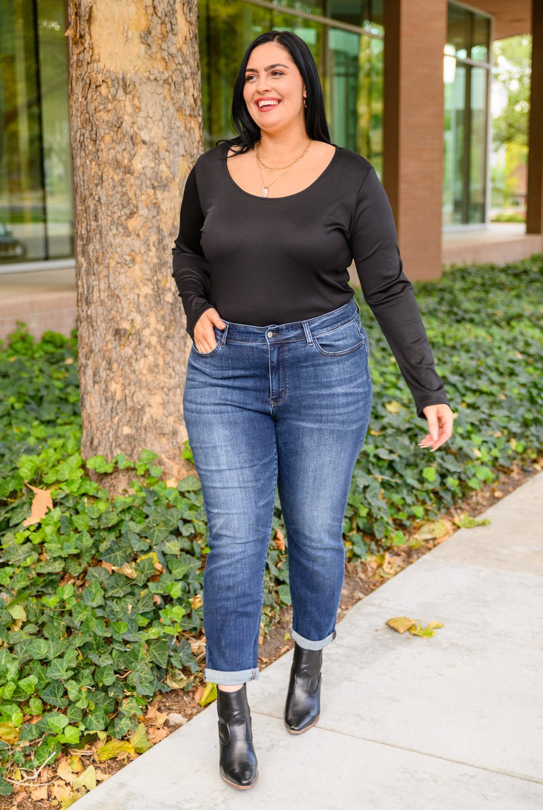 Can You Believe It Basic Long Sleeve Top In Black (Online Exclusive) - Uptown Boutique Ramona