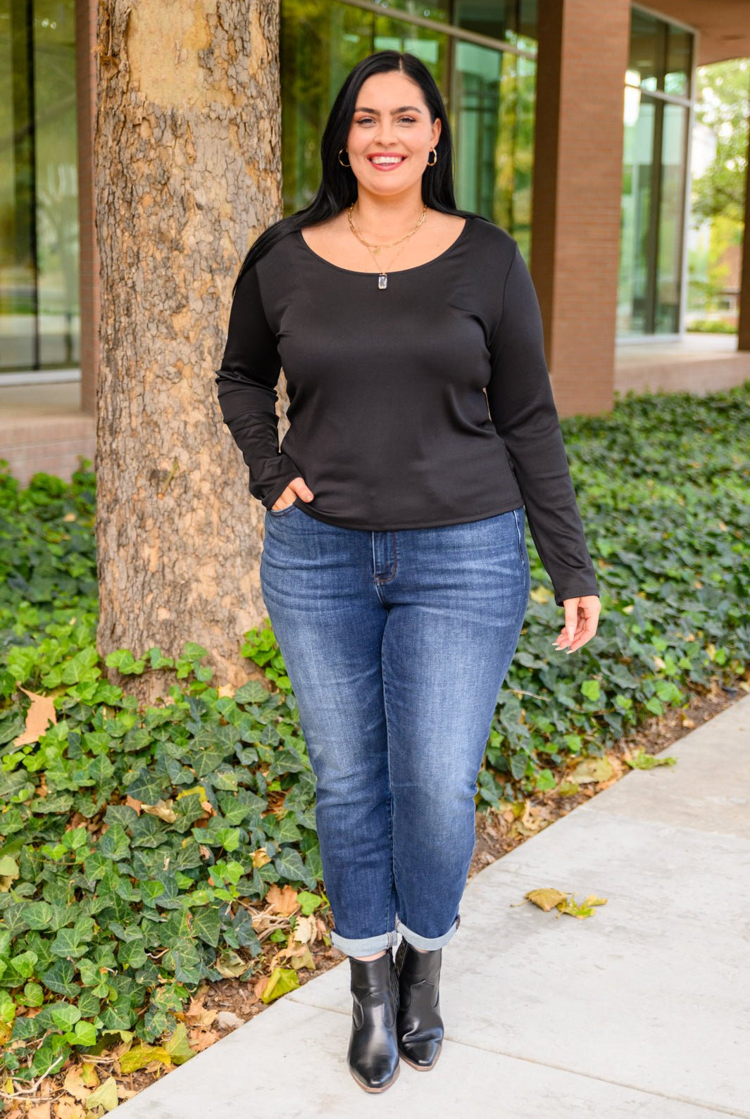 Can You Believe It Basic Long Sleeve Top In Black (Online Exclusive) - Uptown Boutique Ramona