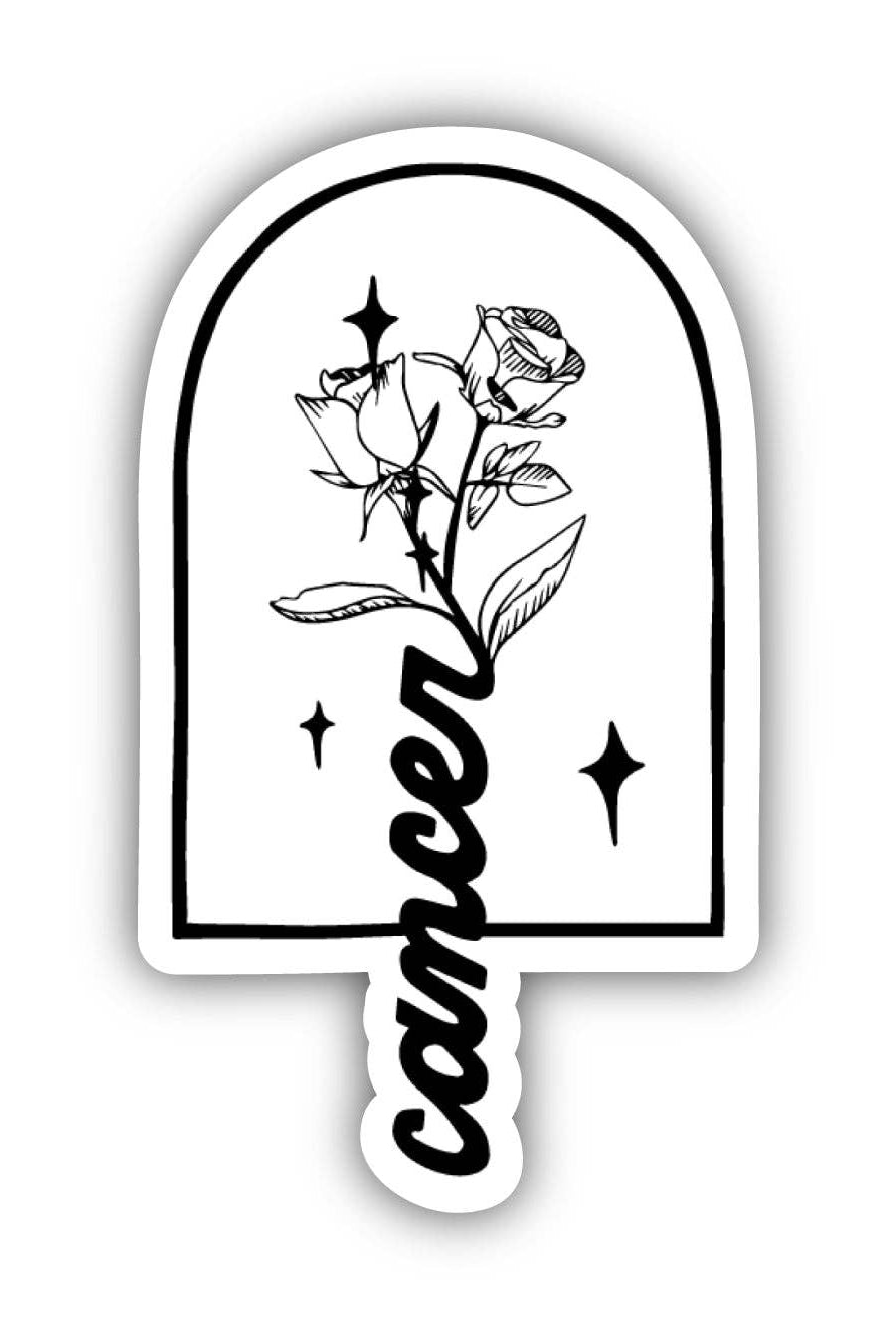 Cancer White Rose Zodiac Sticker - Uptown Boutique Ramona