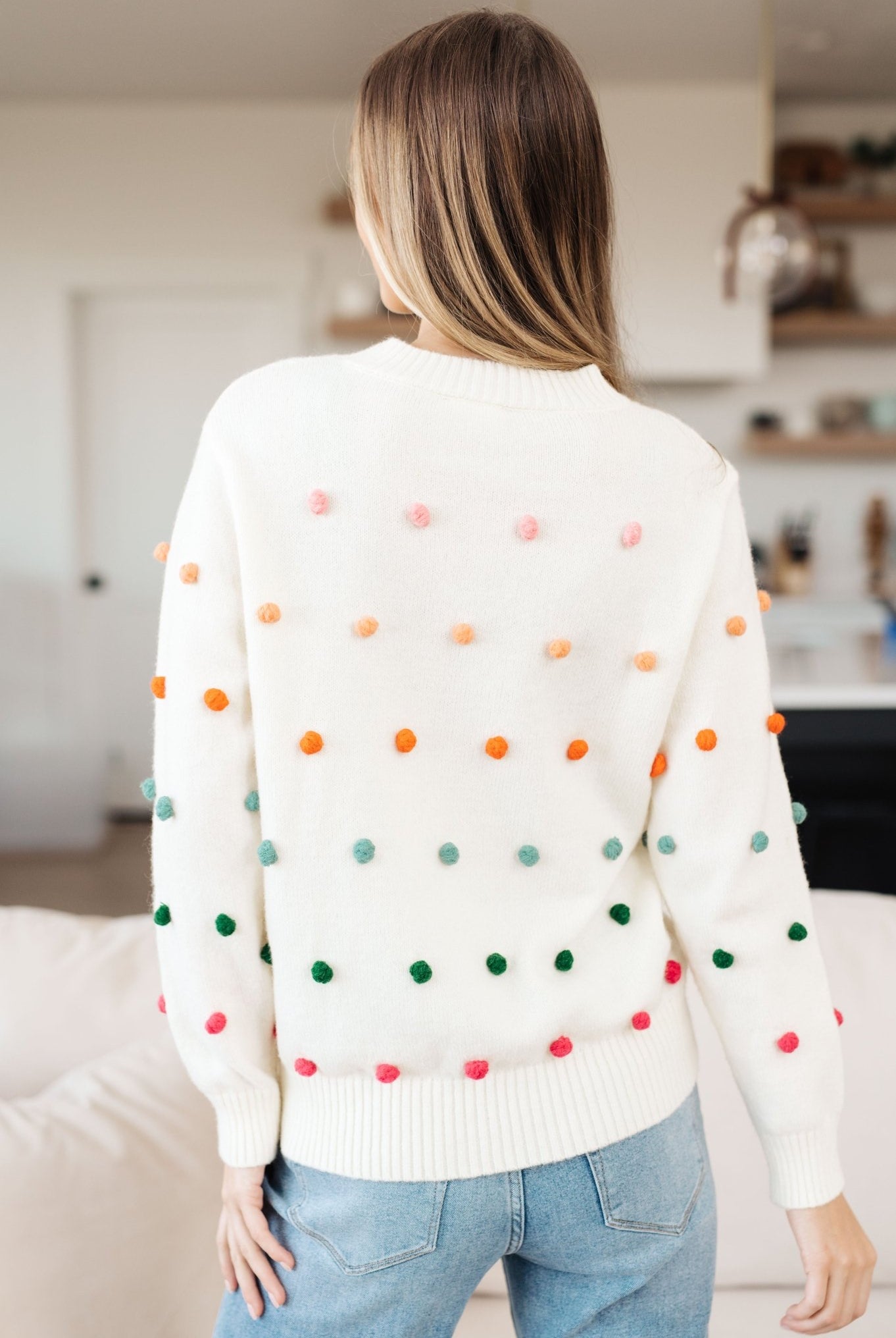 Candy Buttons Pom Detail Sweater (Online Exclusive) - Uptown Boutique Ramona