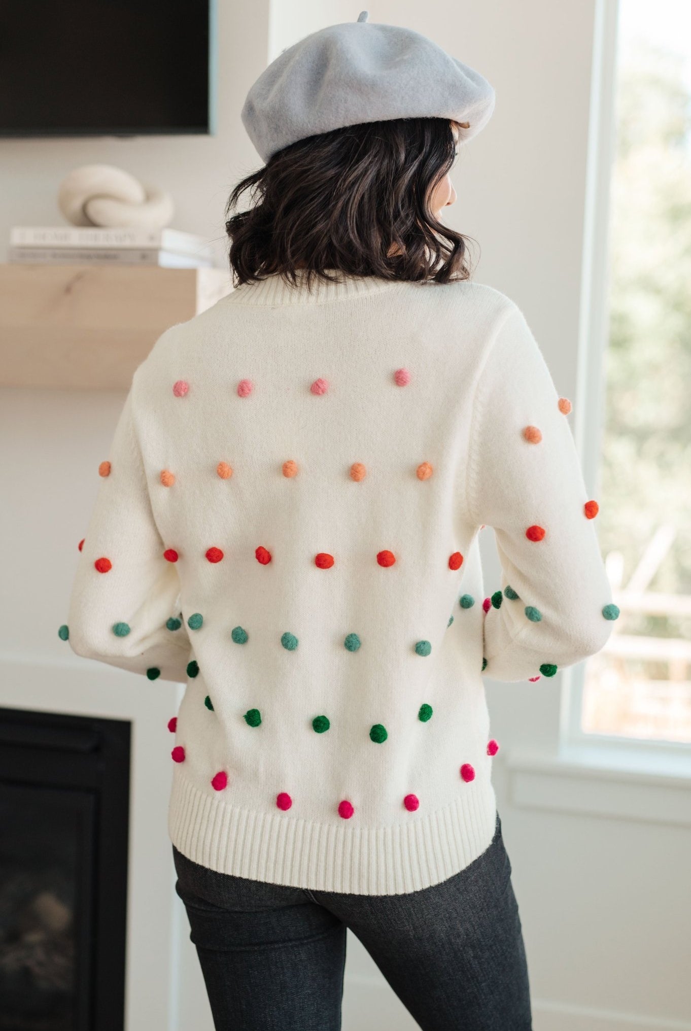 Candy Buttons Pom Detail Sweater (Online Exclusive) - Uptown Boutique Ramona