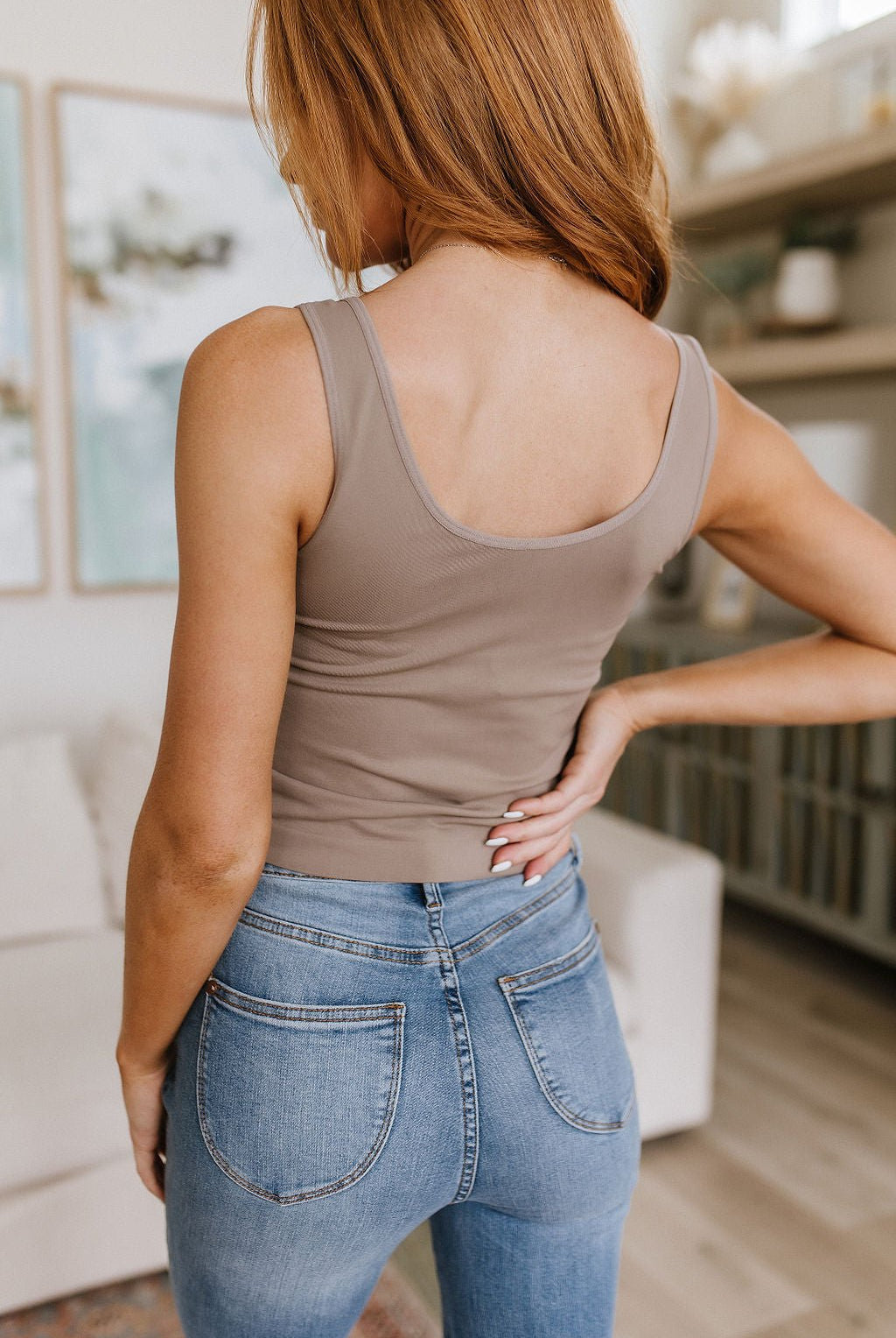 Carefree Seamless Reversible Tank in Light Mocha (Online Exclusive) - Uptown Boutique Ramona