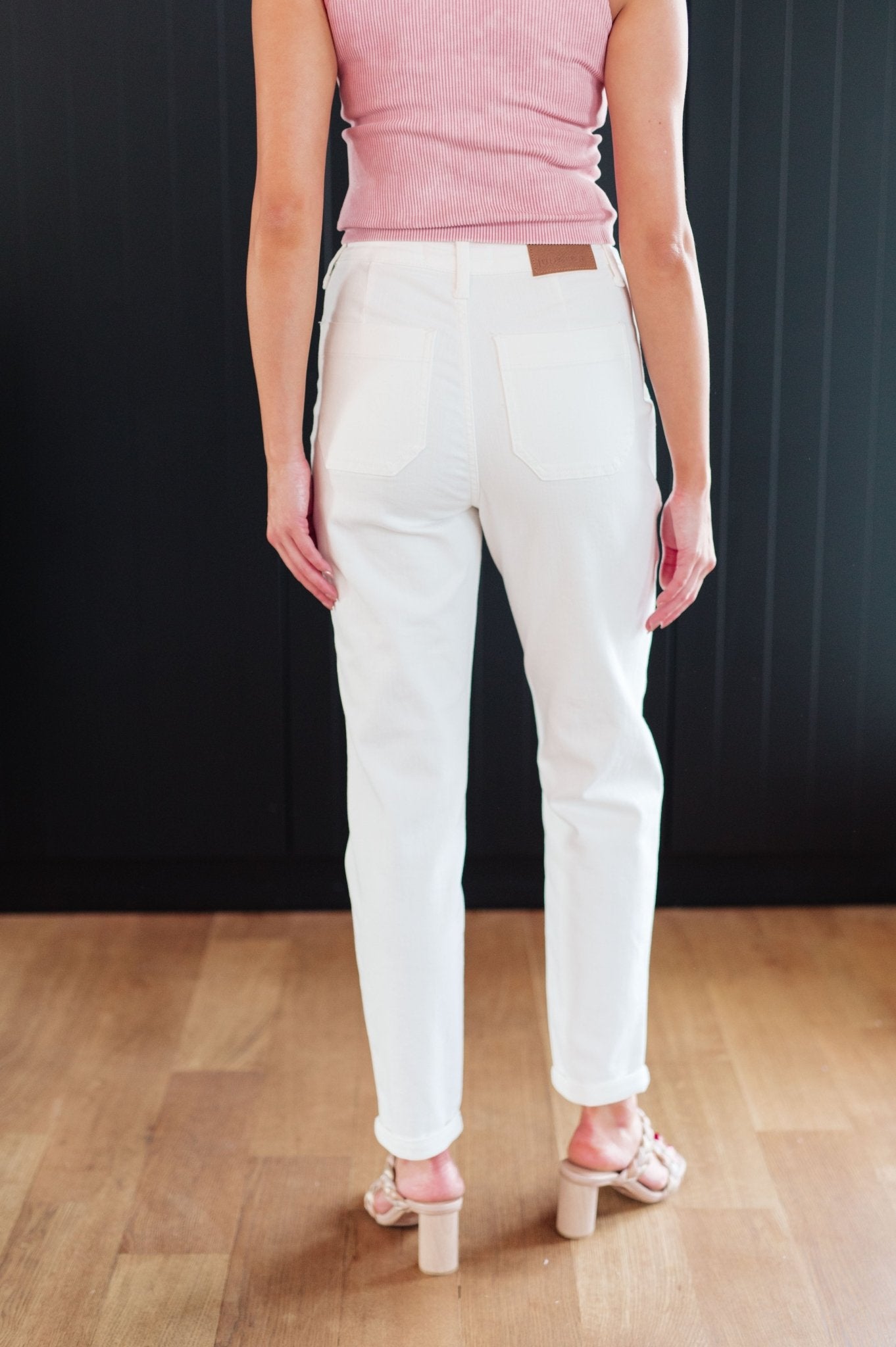 Charlene High Rise Contrast Thread Jogger in Ecru (Online Exclusive) - Uptown Boutique Ramona