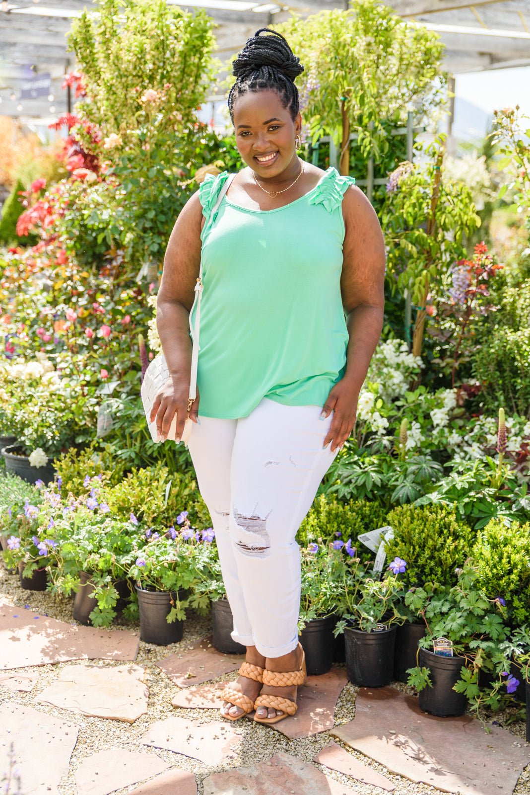 Cherry Girl Tank in Green (Online Exclusive) - Uptown Boutique Ramona
