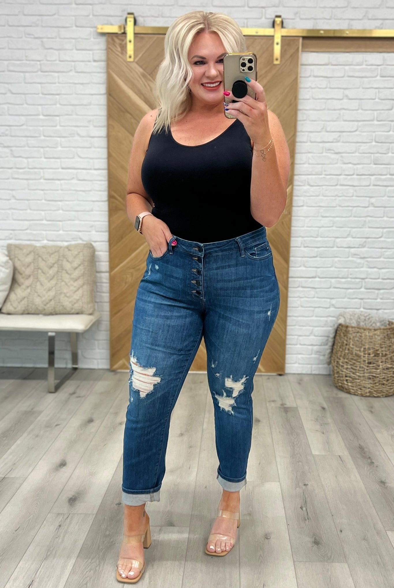 Colt High Rise Button Fly Distressed Boyfriend Jeans (Online Exclusive) - Uptown Boutique Ramona