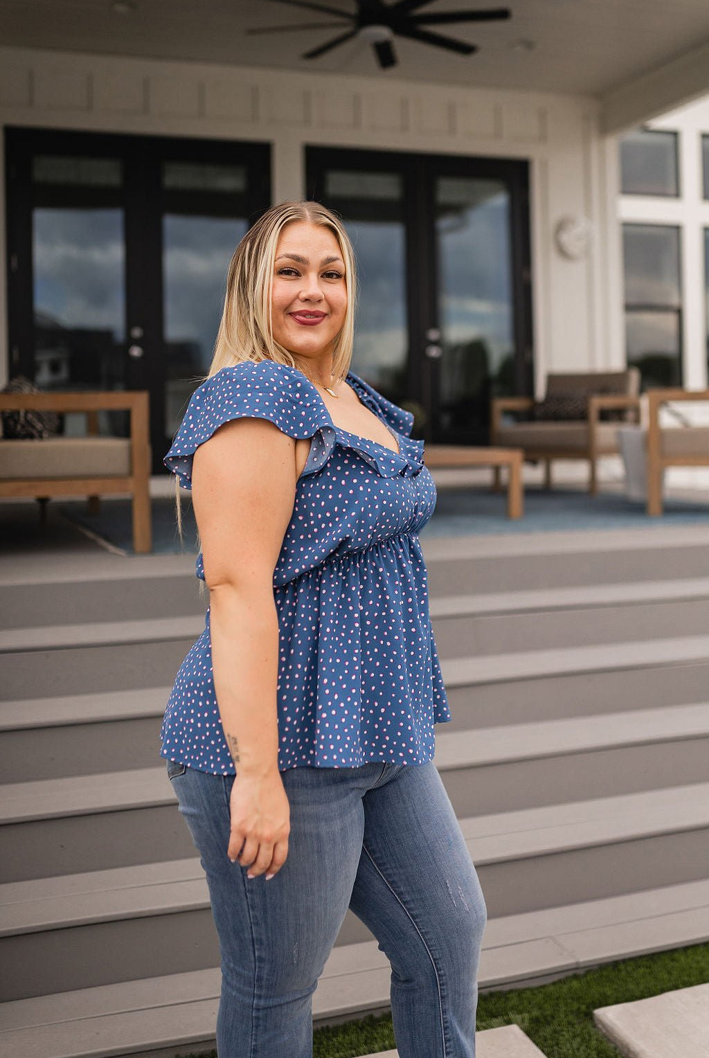 Connect the Dots Peplum Blouse - Uptown Boutique Ramona