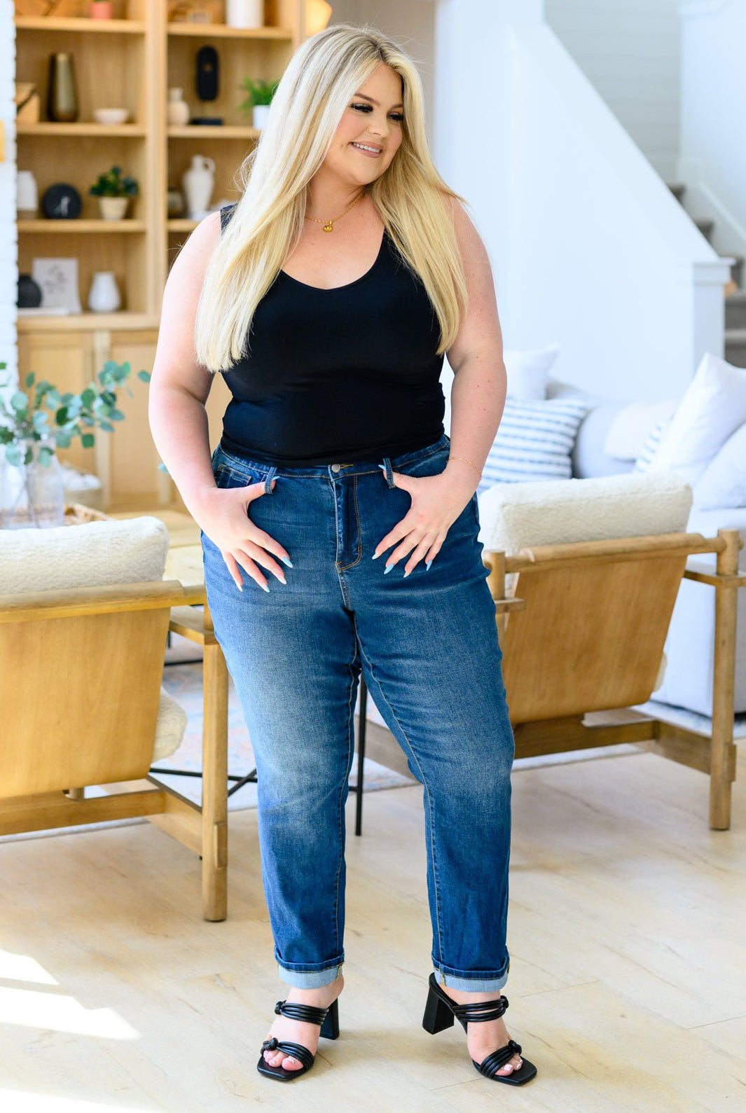 Downtown High Rise Boyfriend Jeans (Online Exclusive) - Uptown Boutique Ramona