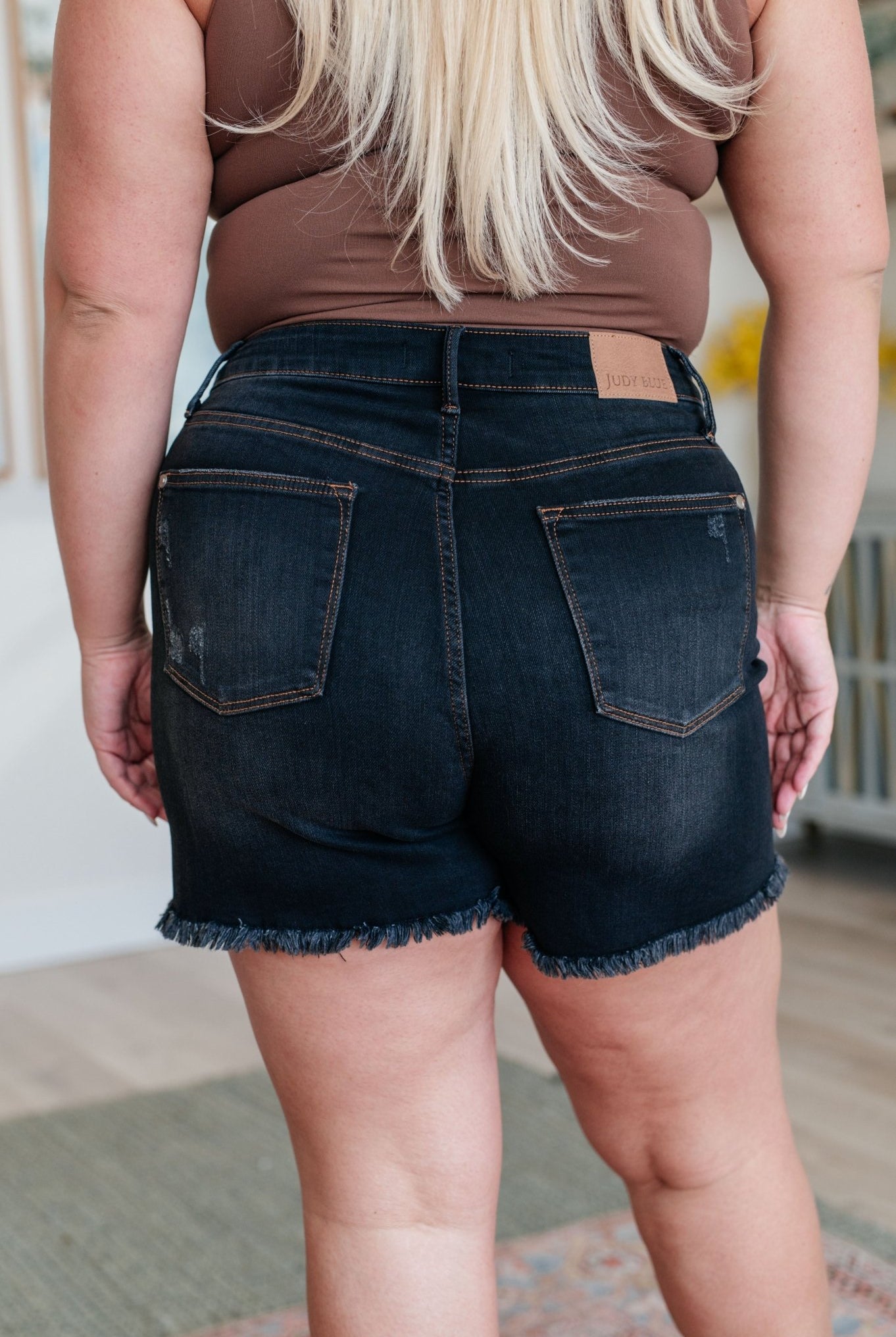 Ember High Rise Control Top Fray Hem Shorts (Online Exclusive) - Uptown Boutique Ramona