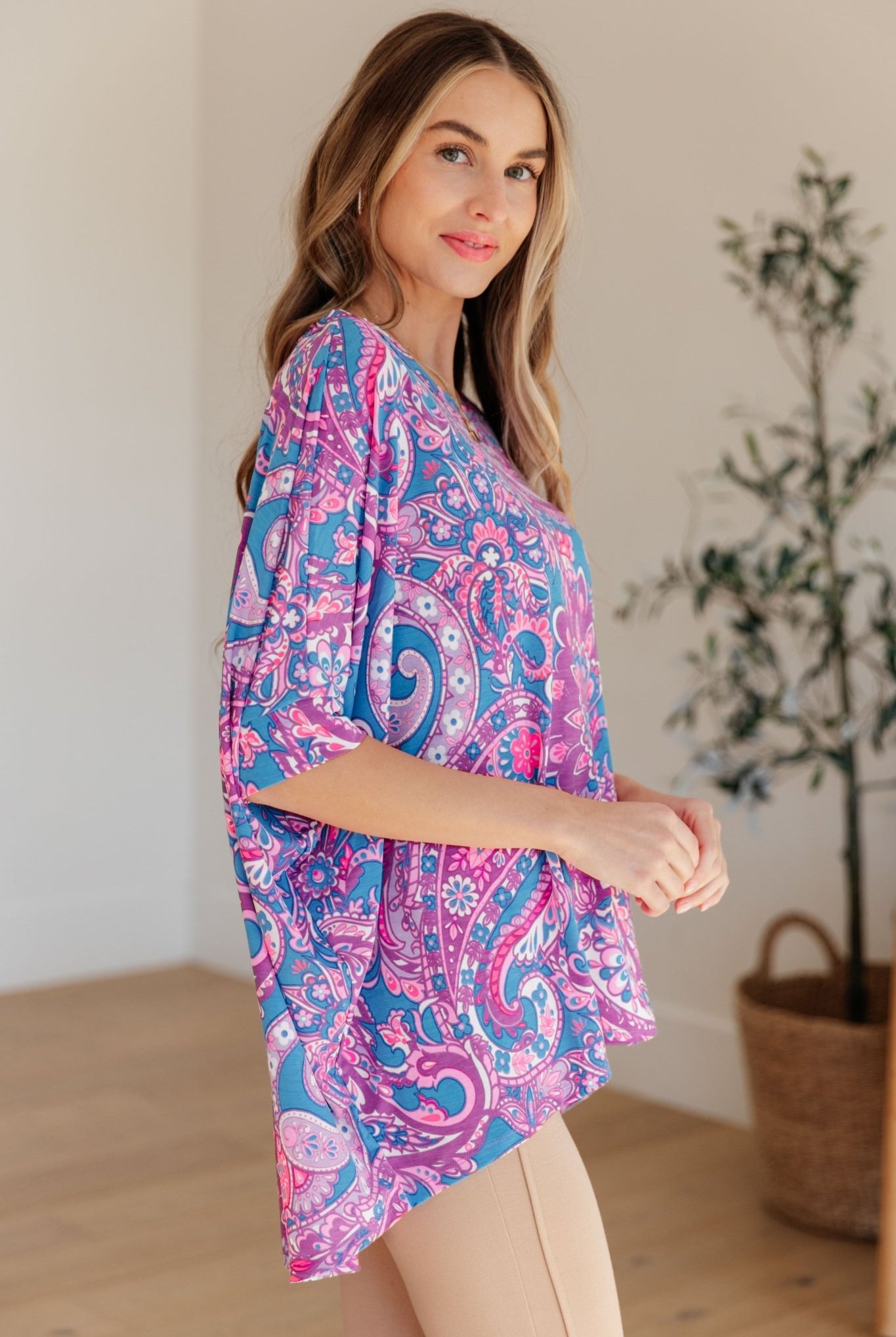 Essential Blouse in Purple Paisley (Online Exclusive) - Uptown Boutique Ramona