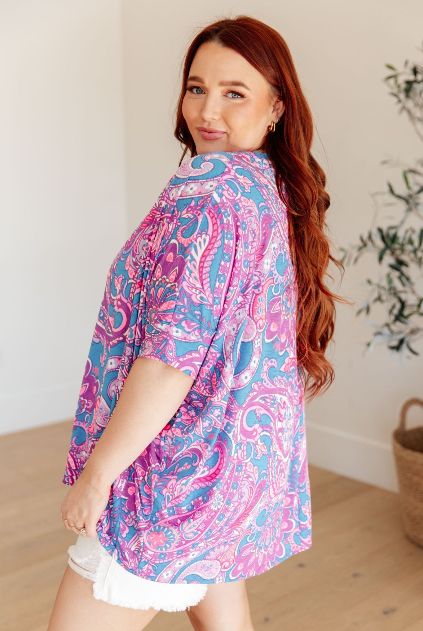 Essential Blouse in Purple Paisley (Online Exclusive) - Uptown Boutique Ramona