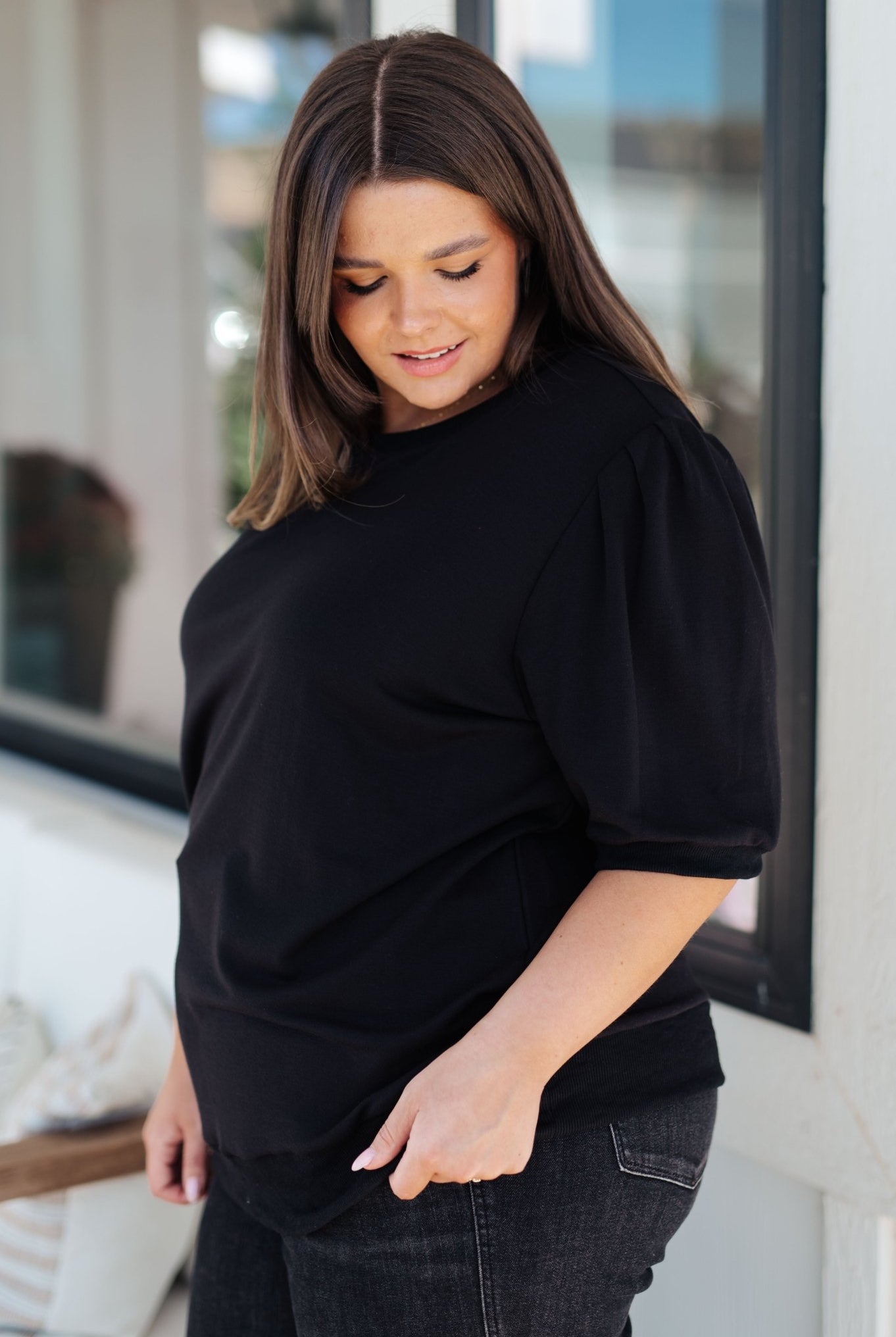 Evidently Different Puff Sleeve Top (Online Exclusive) - Uptown Boutique Ramona