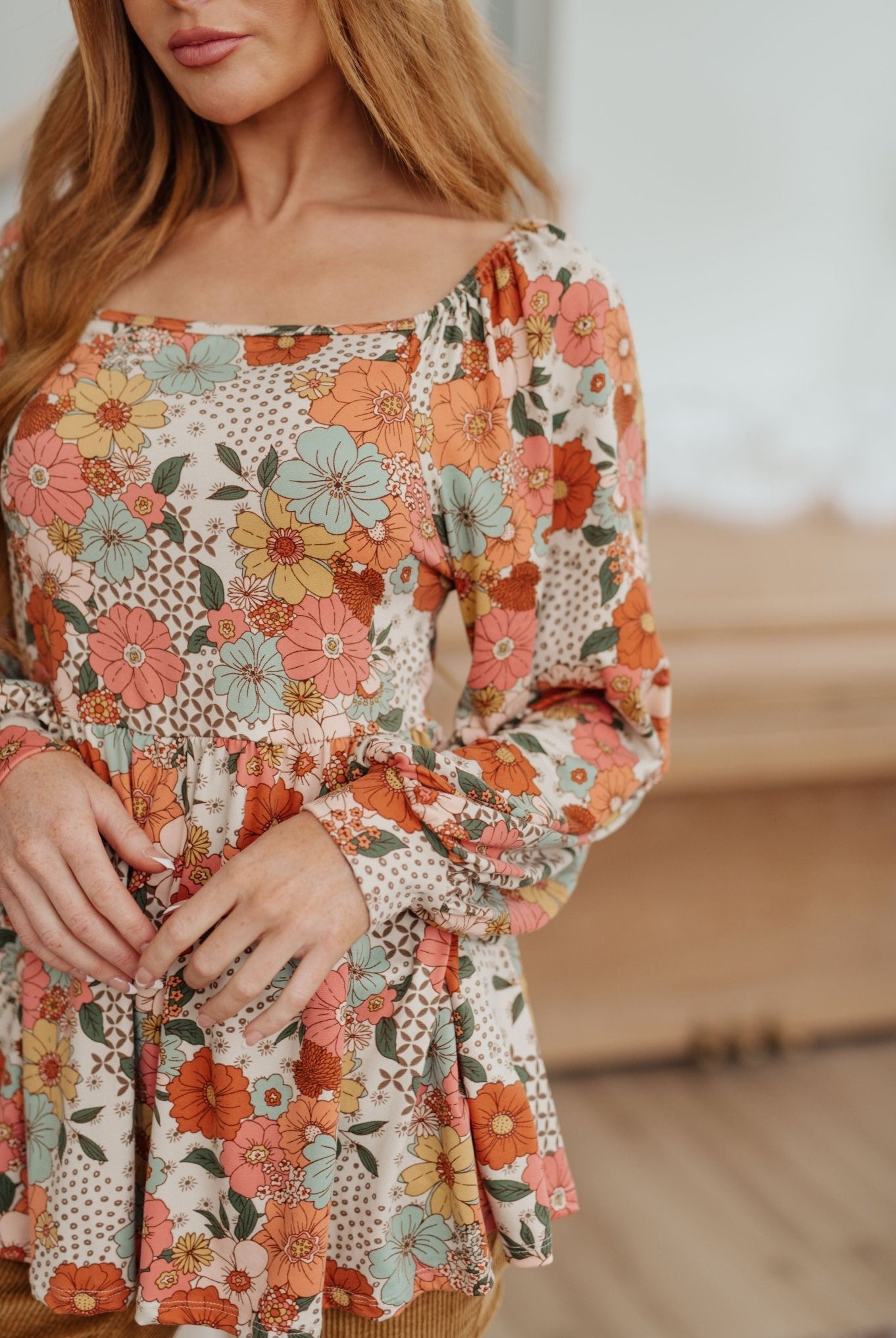 Fall For Florals Babydoll Top (Online Exclusive) - Uptown Boutique Ramona