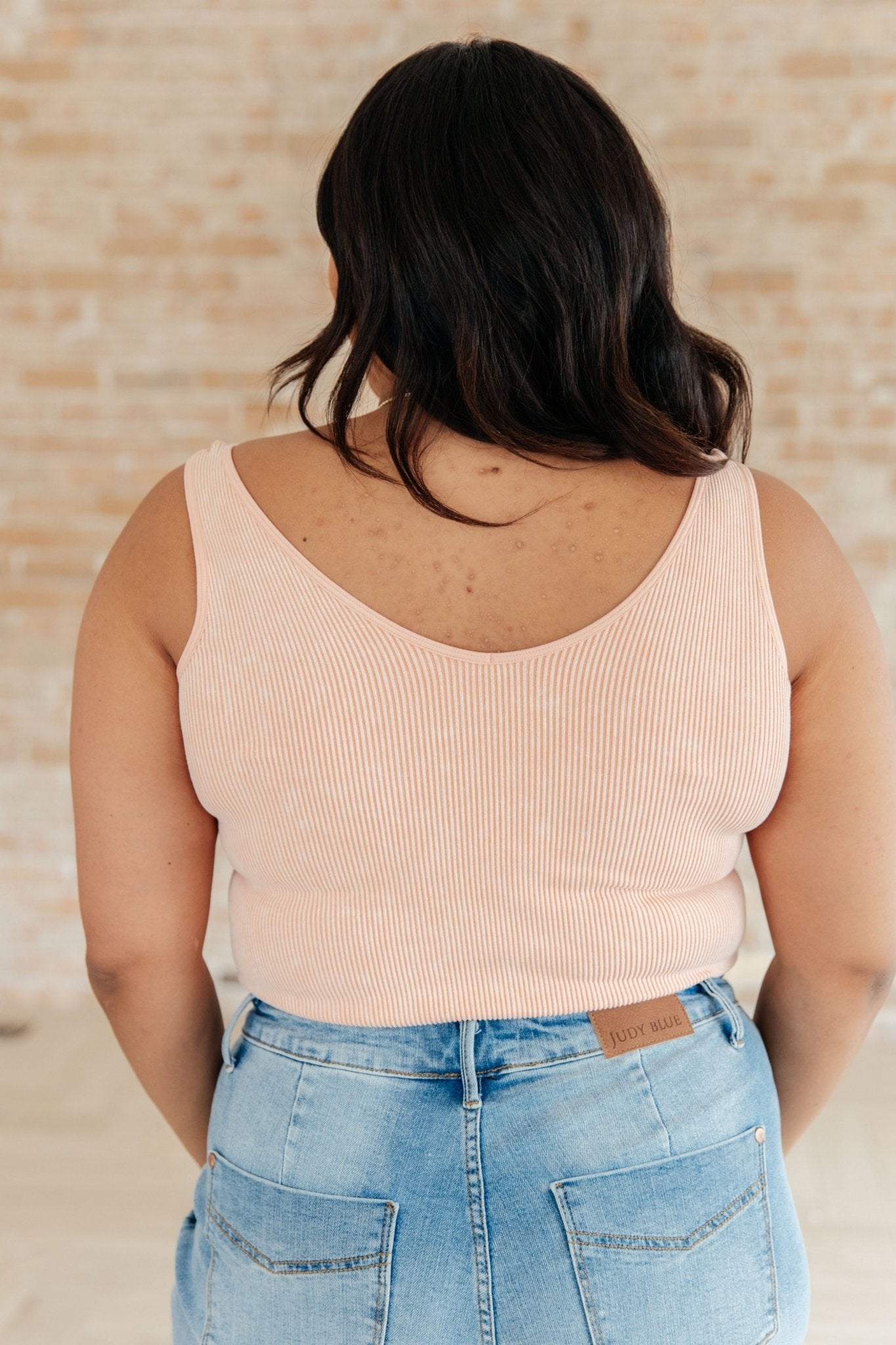 Fundamentals Ribbed Seamless Reversible Tank in Peach (Online Exclusive) - Uptown Boutique Ramona