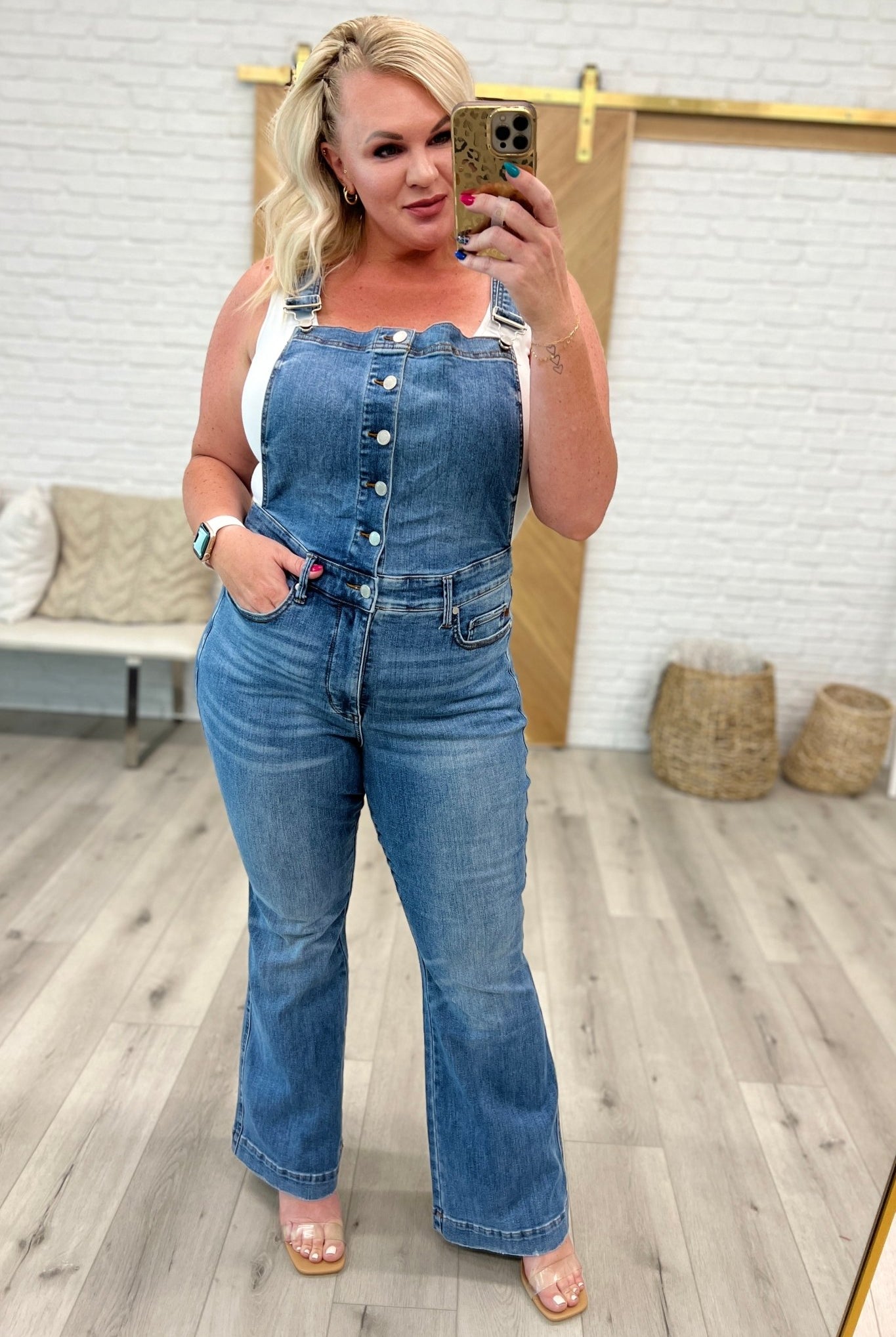 Izzy Control Top Retro Flare Overalls (Online Exclusive) - Uptown Boutique Ramona