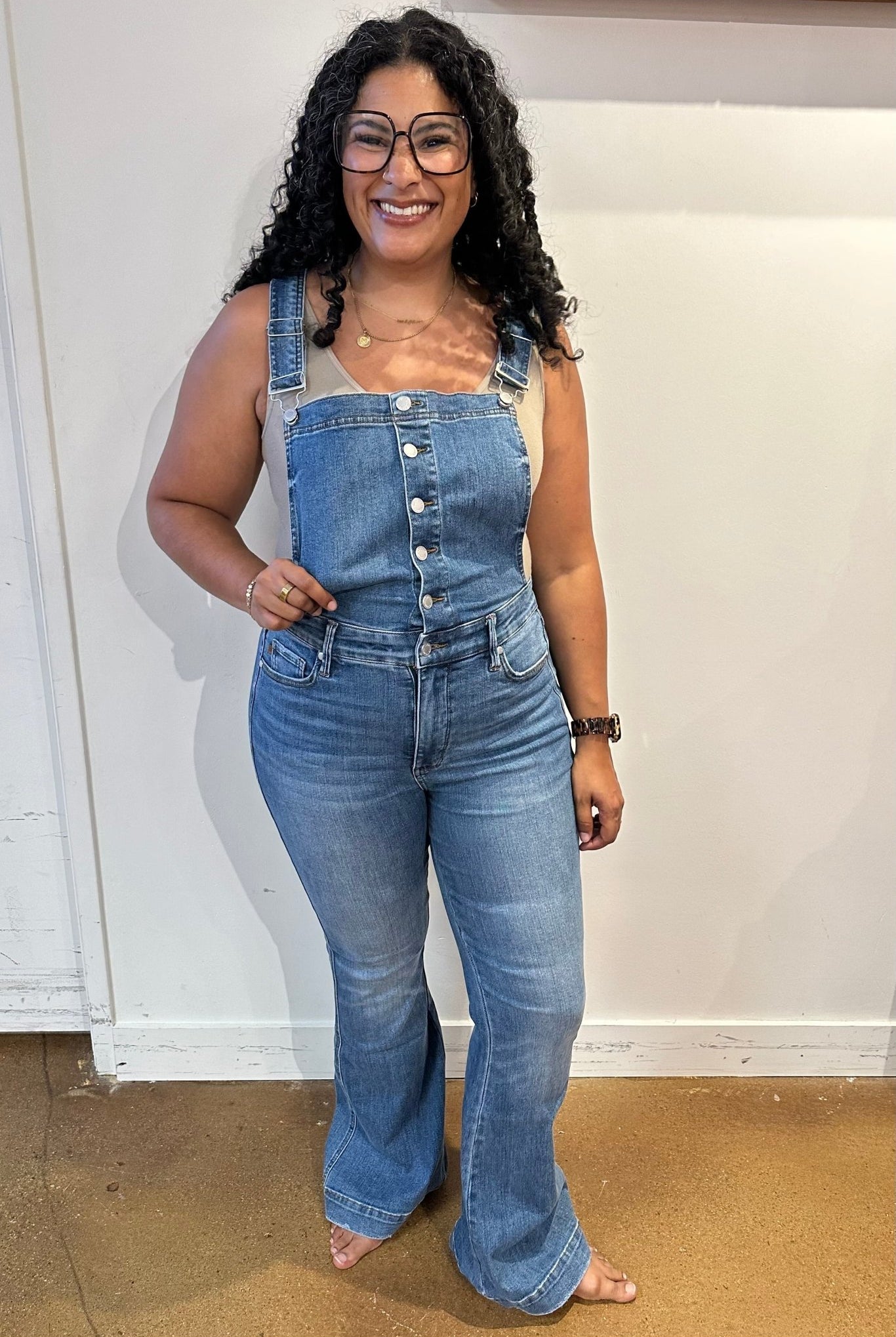 Izzy Control Top Retro Flare Overalls (Online Exclusive) - Uptown Boutique Ramona