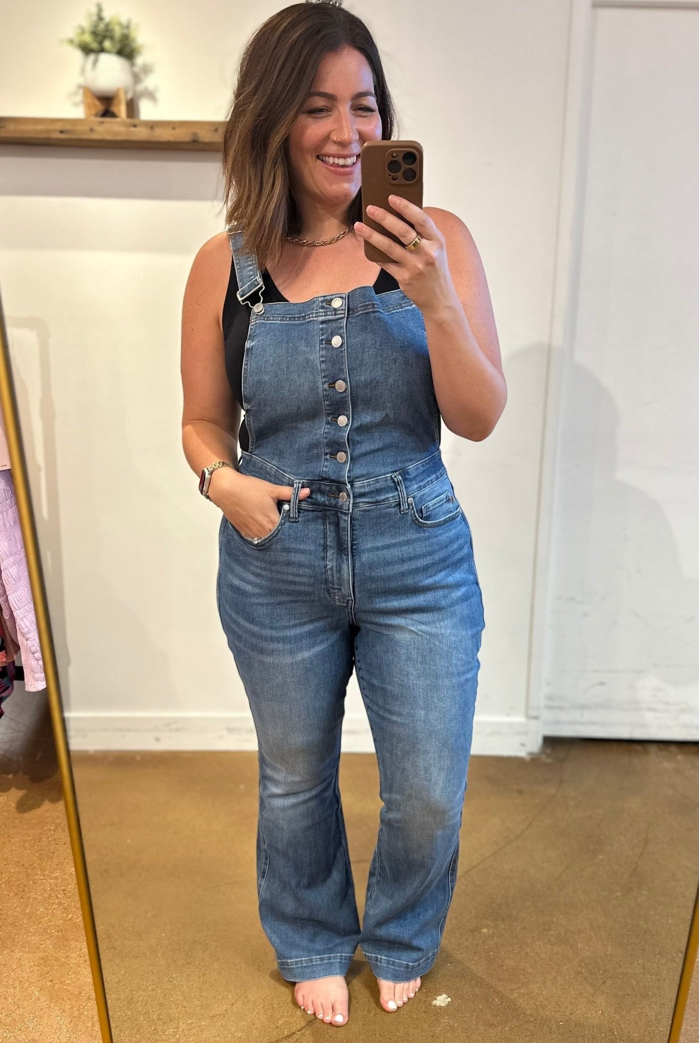 Izzy Control Top Retro Flare Overalls (Online Exclusive) - Uptown Boutique Ramona