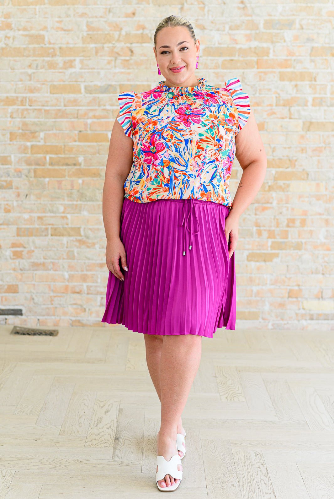 Just a Flirt Pleated Skirt in Magenta - Uptown Boutique Ramona