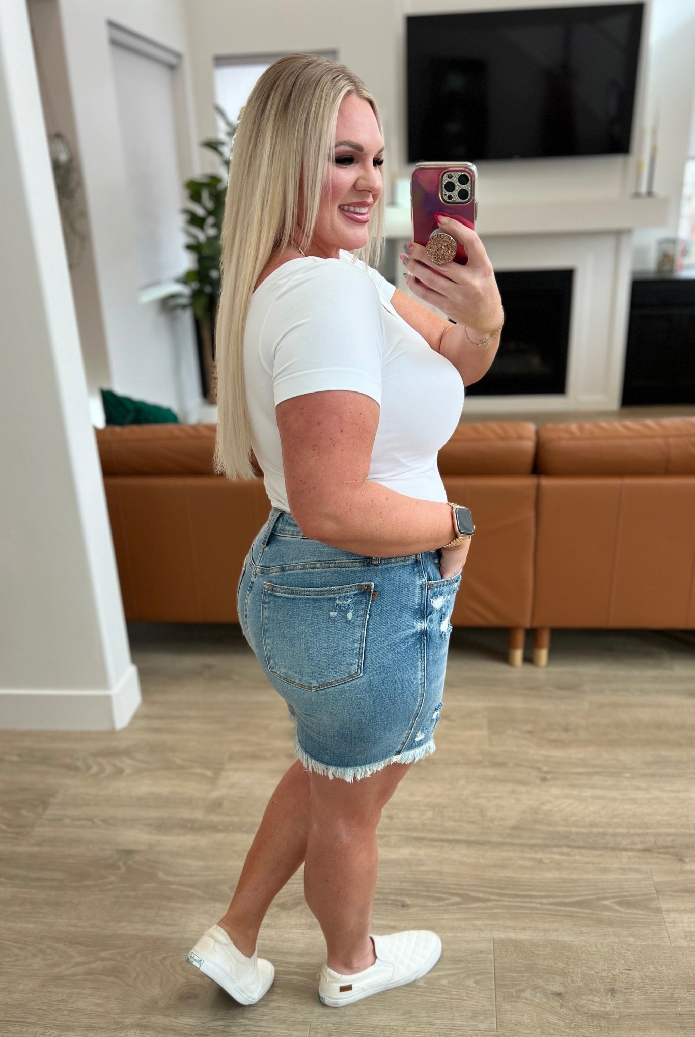 Kara High Rise Rigid Magic Button Fly Cutoff Shorts (Online Exclusive) - Uptown Boutique Ramona