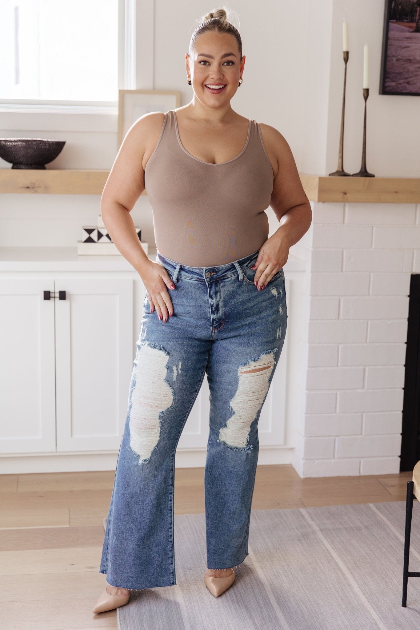 Kiana High Rise Heavy Destroy Flare (Online Exclusive) - Uptown Boutique Ramona