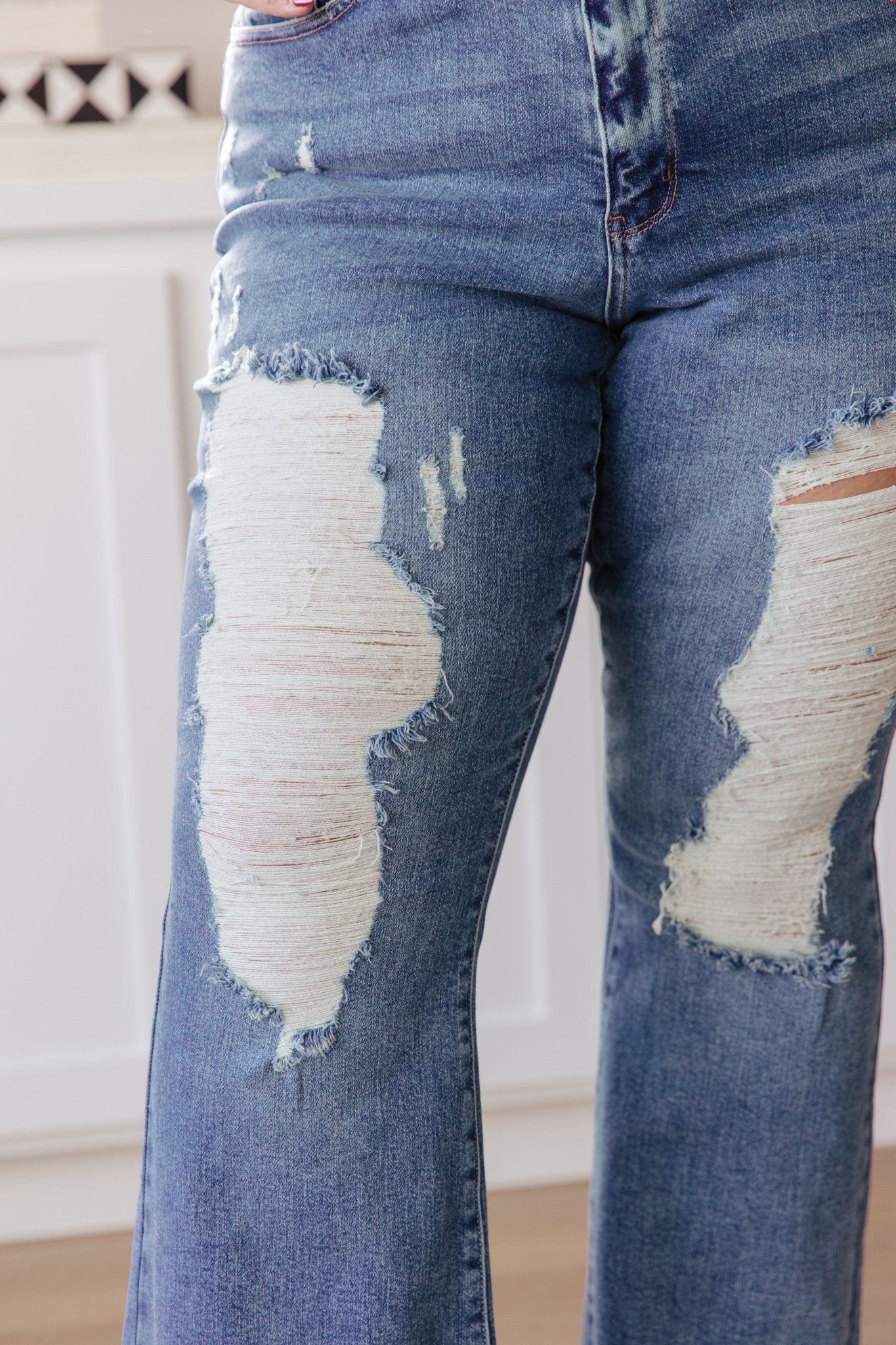 Kiana High Rise Heavy Destroy Flare (Online Exclusive) - Uptown Boutique Ramona