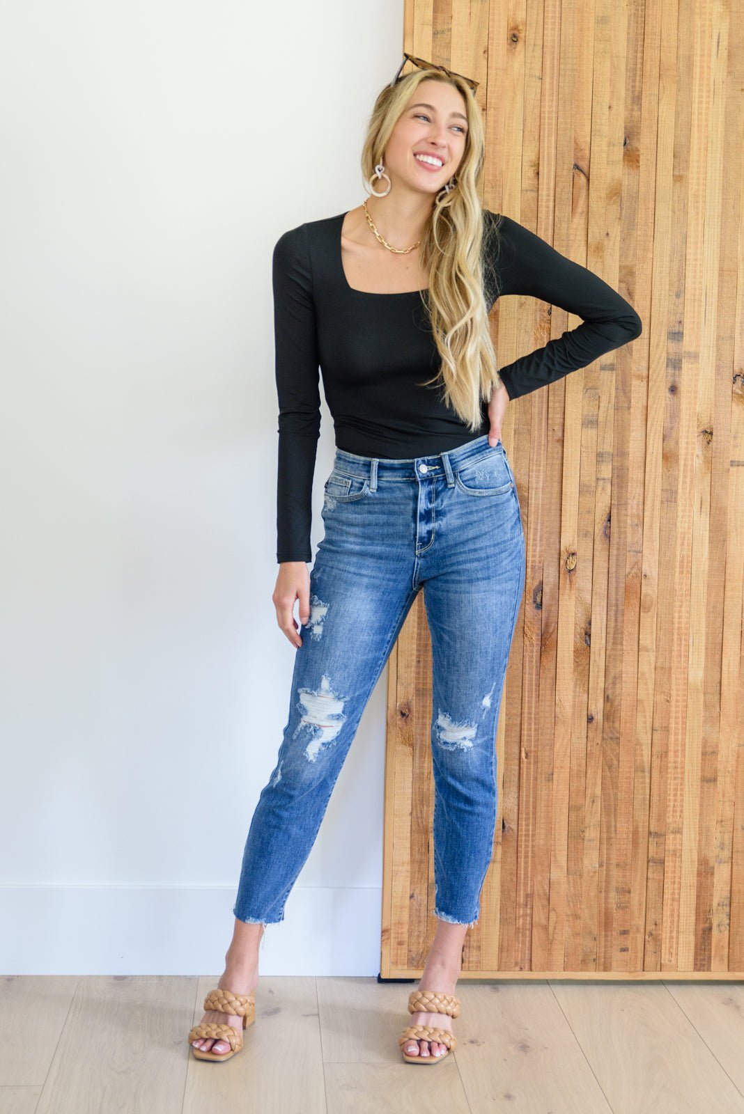 Kyla Destroyed Hi Waist Relaxed Fit (Online Exclusive) - Uptown Boutique Ramona
