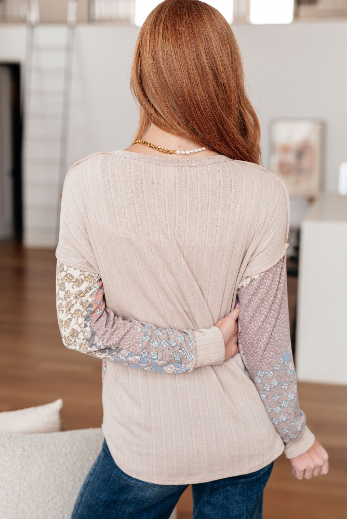 Leap Higher Mixed Print Henley (Online Exclusive) - Uptown Boutique Ramona