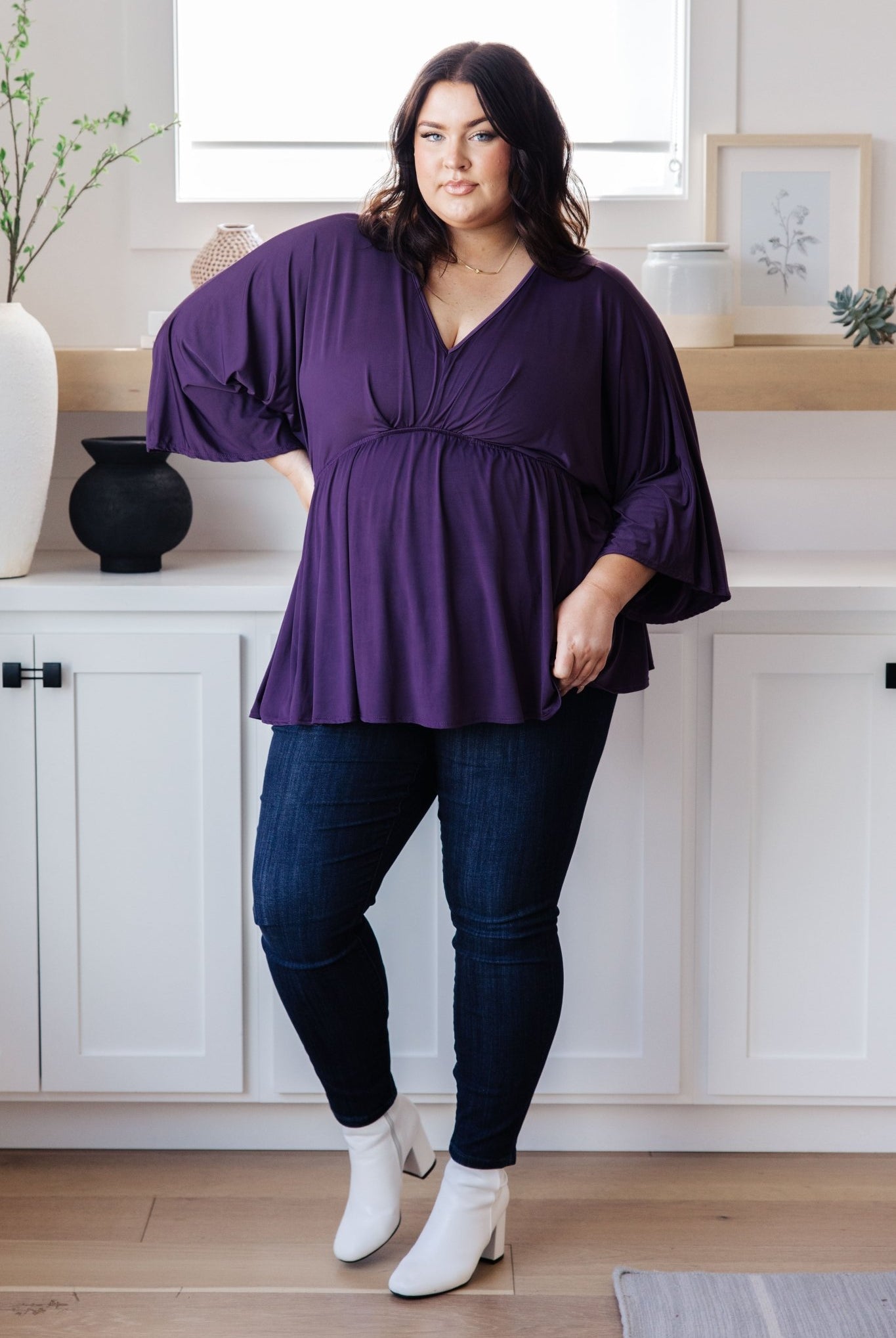 Love On The Line V - Neck Peplum Blouse (Online Exclusive) - Uptown Boutique Ramona
