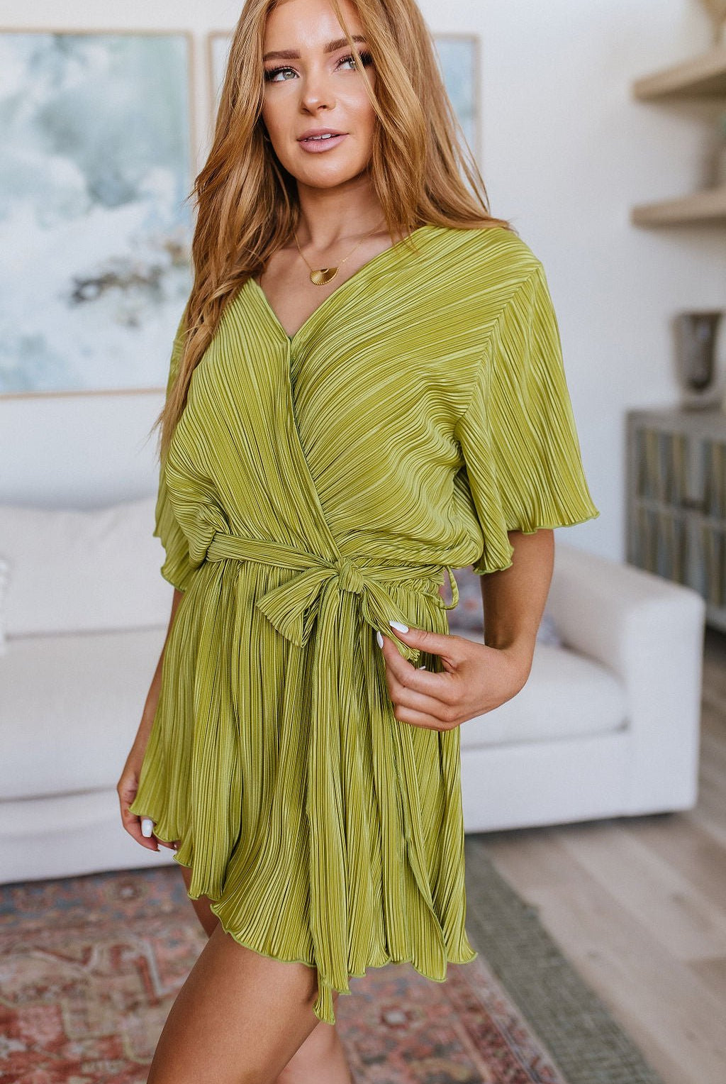 Lovely Life Plisse Romper in Green (Online Exclusive) - Uptown Boutique Ramona
