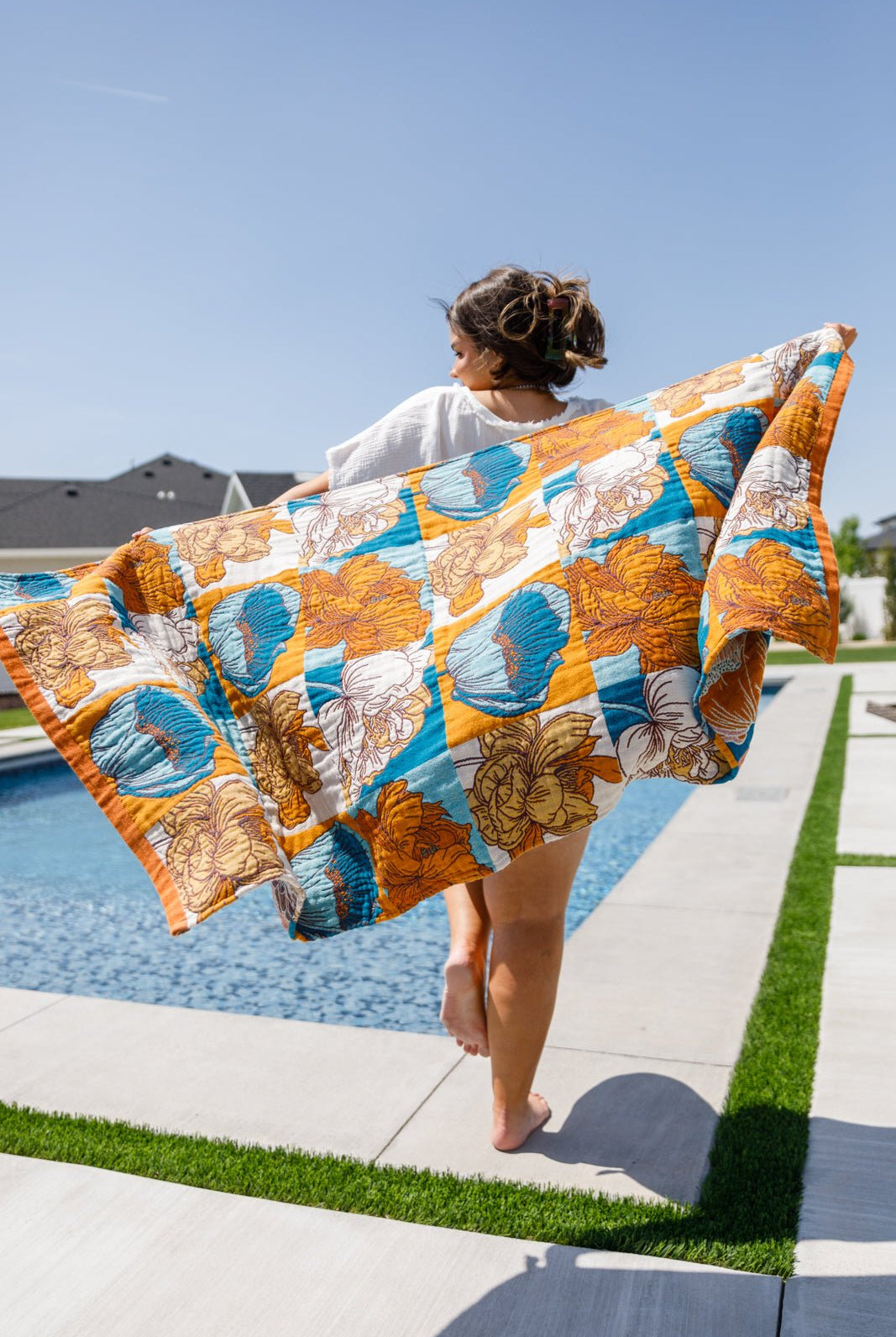 Luxury Beach Towel in Block Floral - Uptown Boutique Ramona