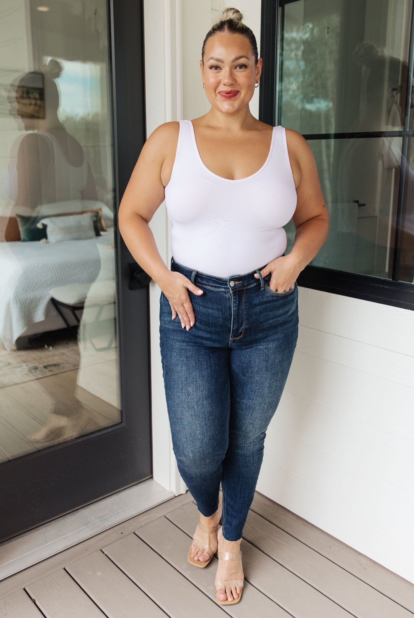 Lydia Mid Rise Vintage Raw Hem Skinny Jeans (Online Exclusive) - Uptown Boutique Ramona