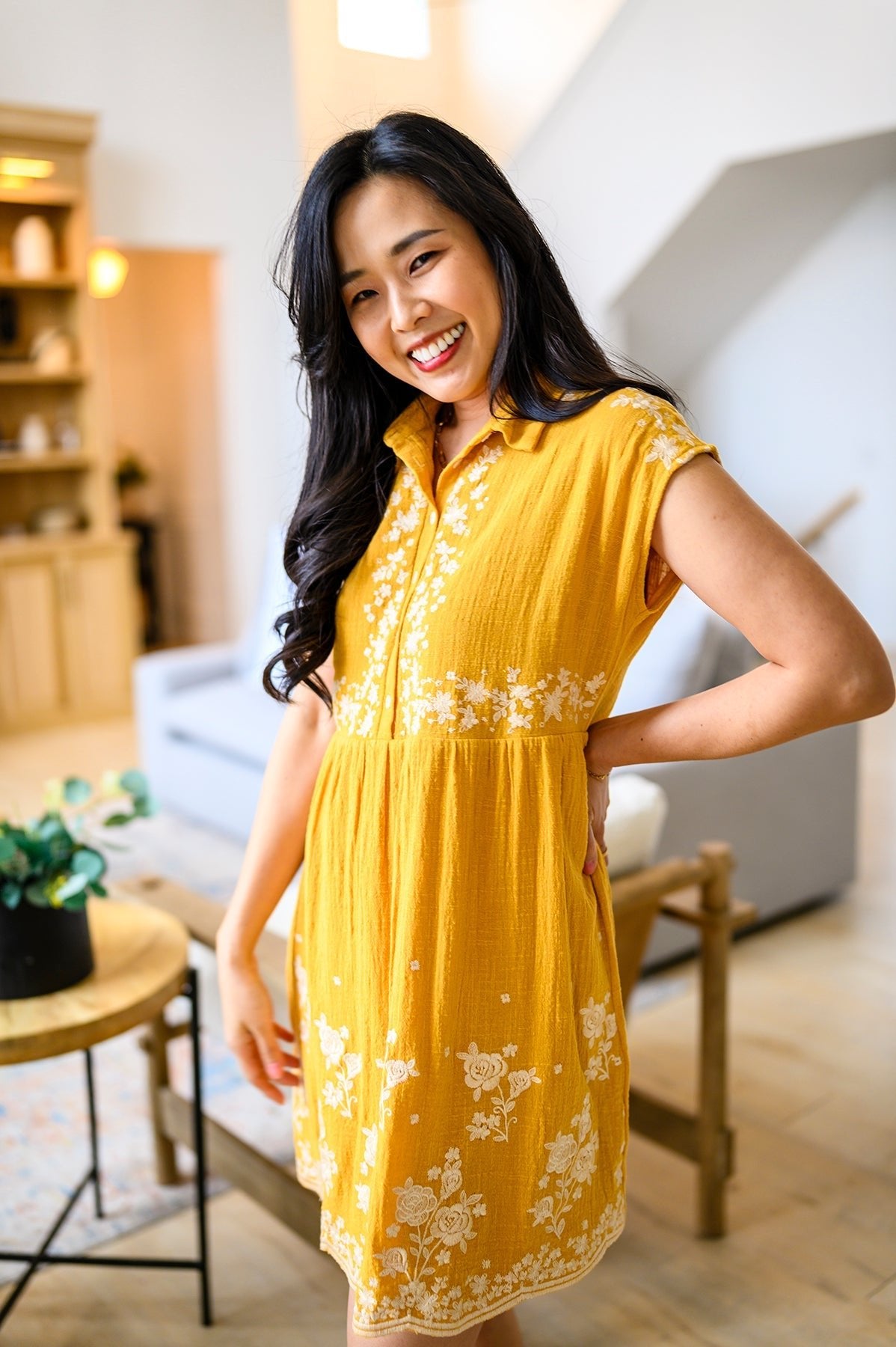 Marigold Embroidered Dress (Online Exclusive) - Uptown Boutique Ramona