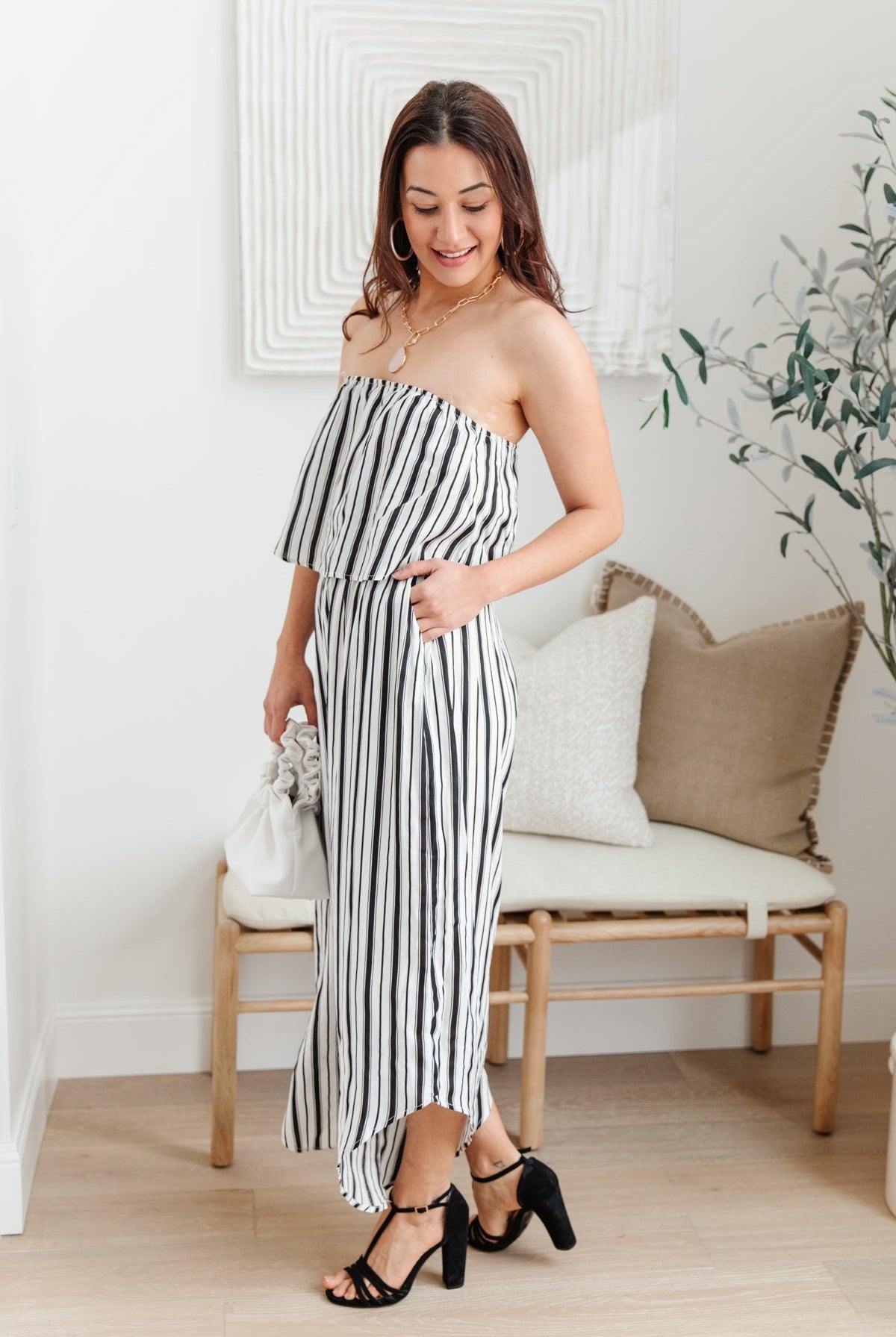 Modern Stripes Sleeveless Jumpsuit (Online Exclusive) - Uptown Boutique Ramona