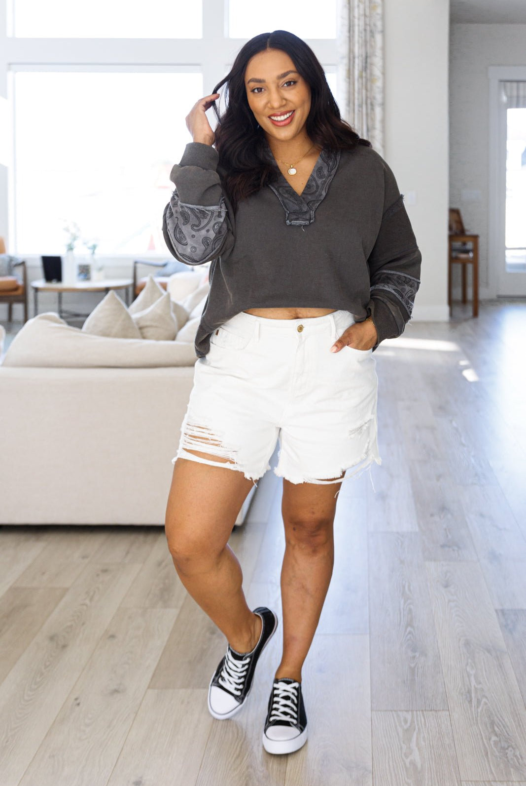 Moonstone Mineral Wash Pullover (Online Exclusive) - Uptown Boutique Ramona