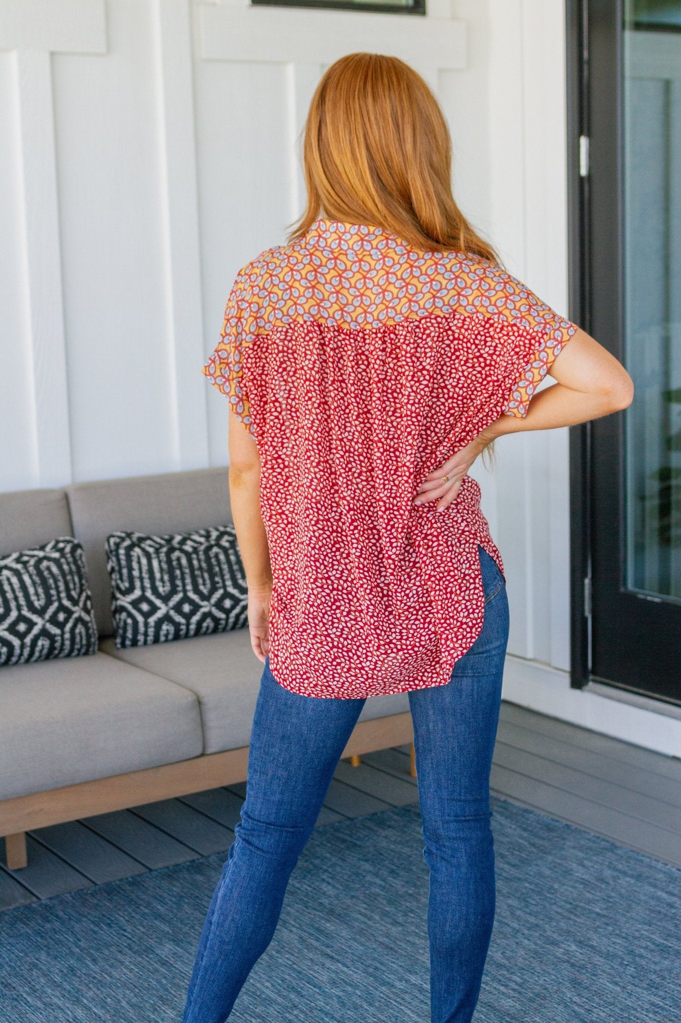 No Competition Mixed Print Button Down (Online Exclusive) - Uptown Boutique Ramona