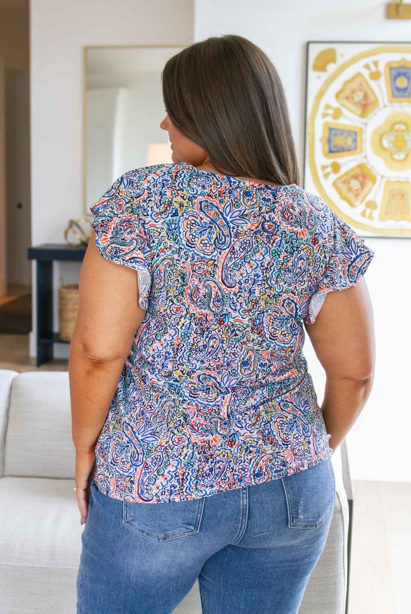 Patient in Paisley Flutter Sleeve Top (Online Exclusive) - Uptown Boutique Ramona