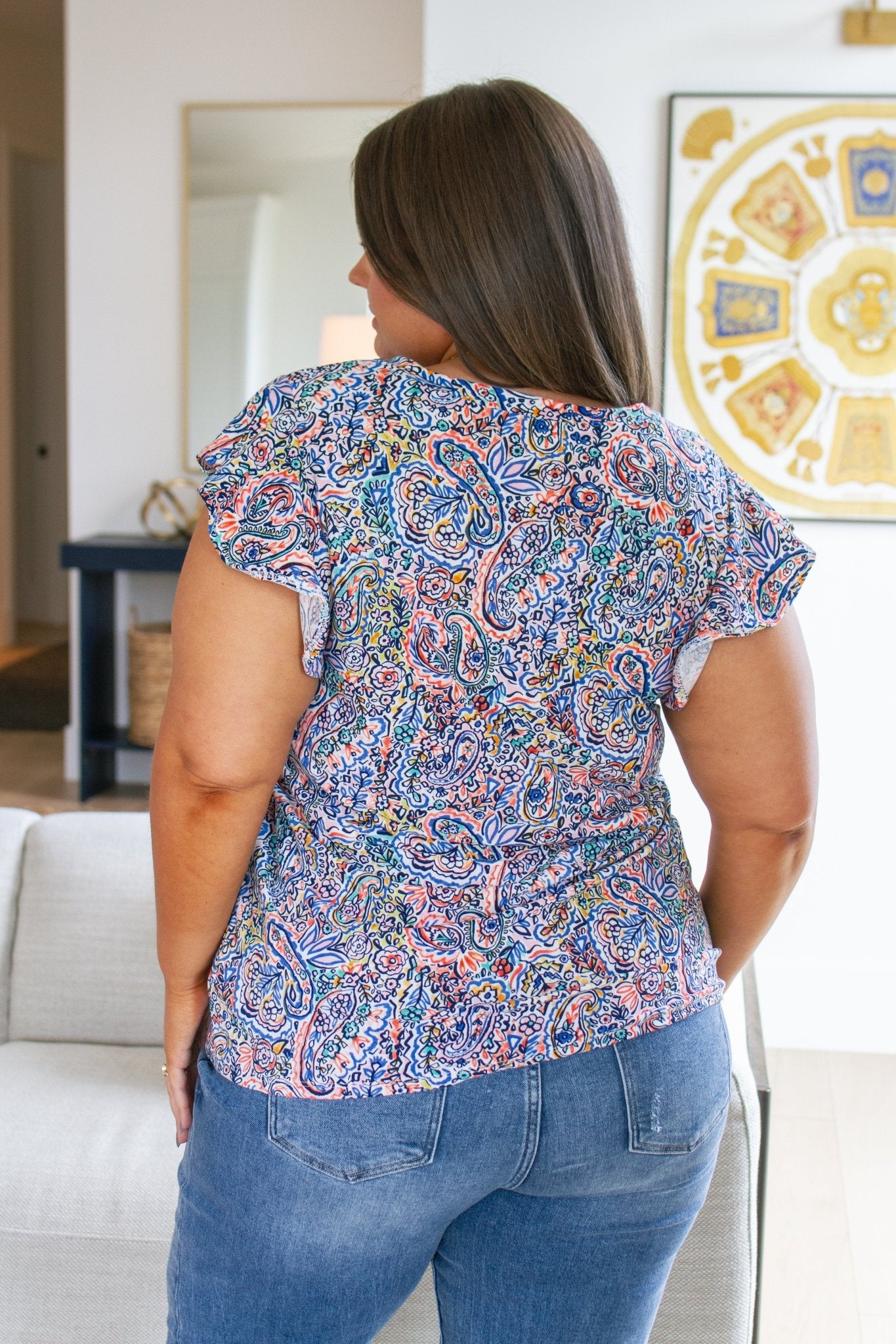 Patient in Paisley Flutter Sleeve Top (Online Exclusive) - Uptown Boutique Ramona