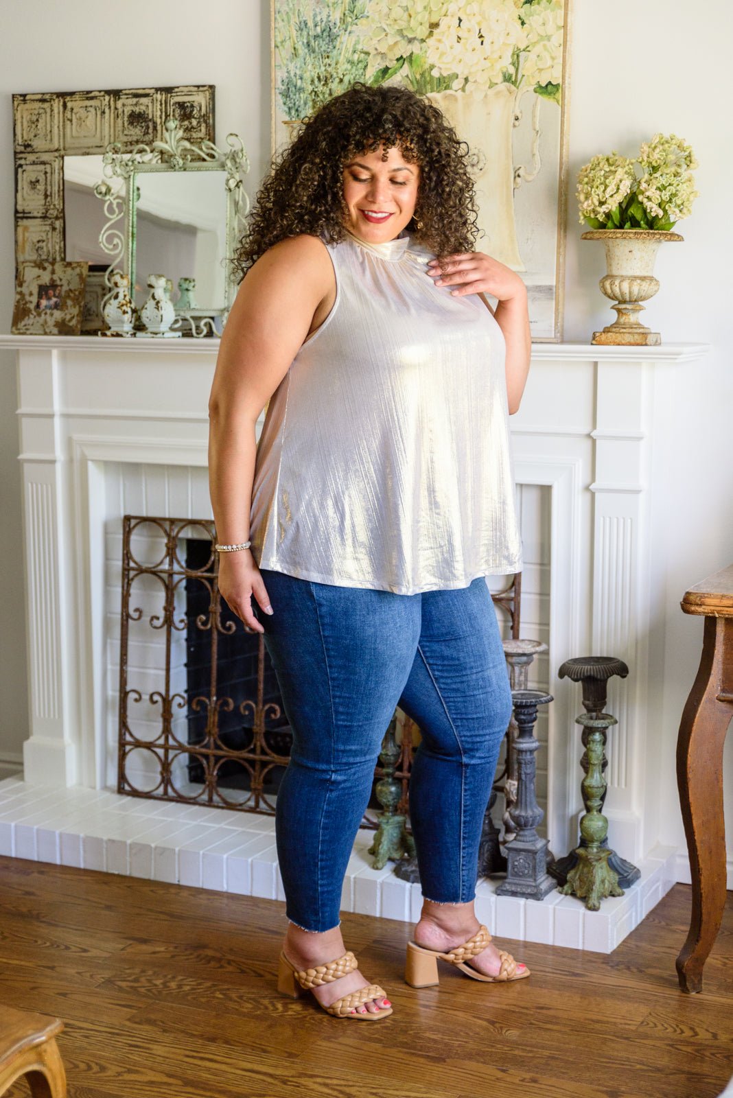 Photo Opt Sleeveless Blouse (Online Exclusive) - Uptown Boutique Ramona