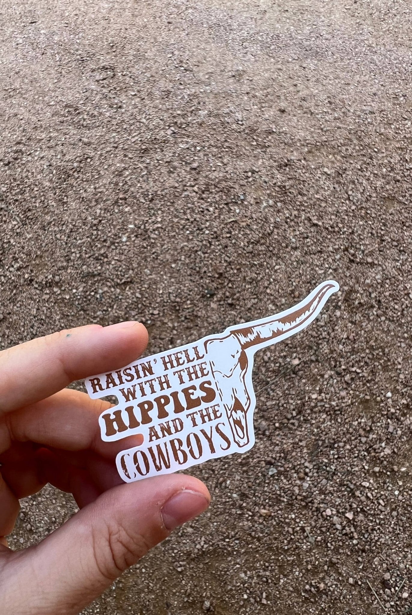Raisin Hell with Hippies and Cowboys Sticker - Uptown Boutique Ramona
