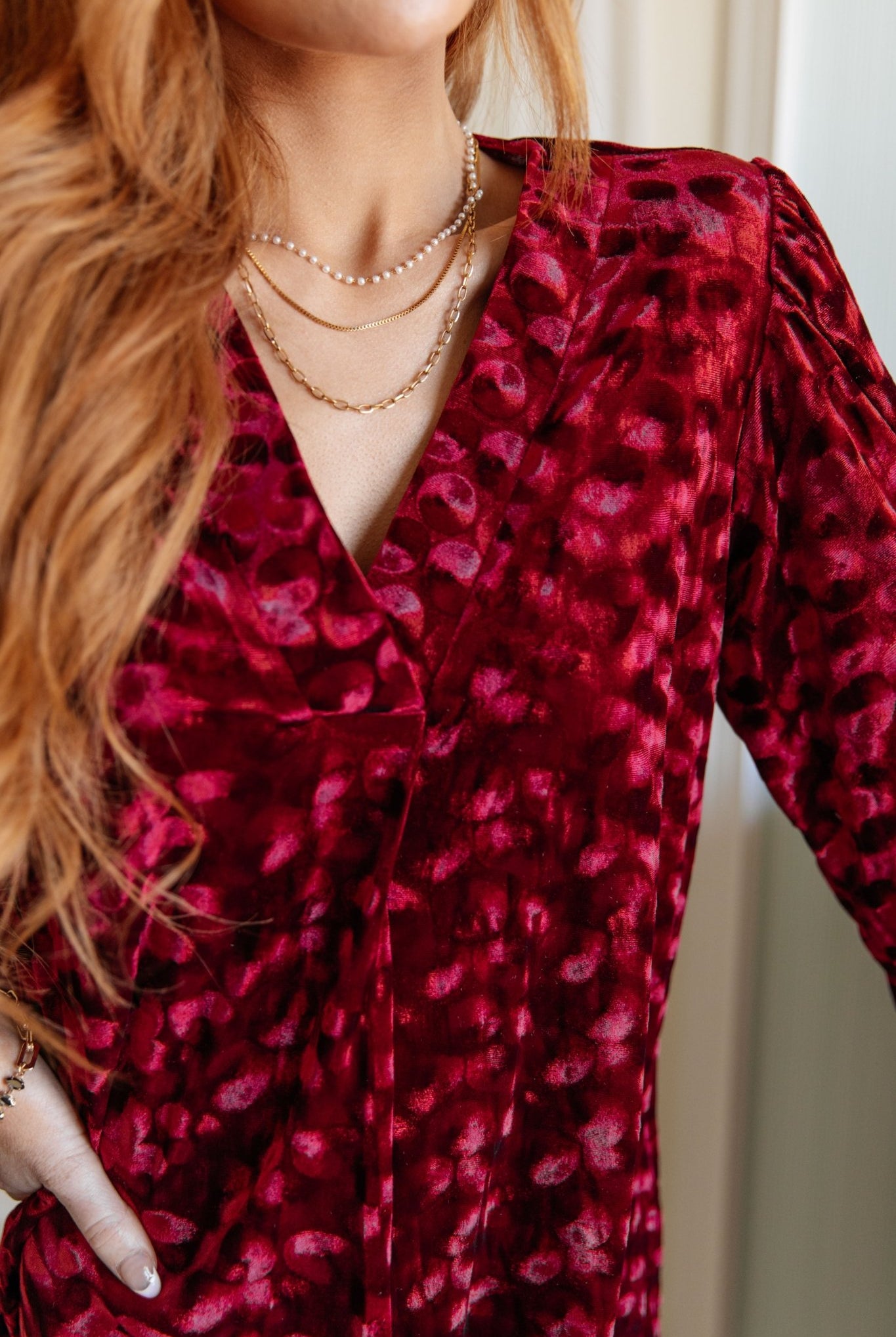 Regal Radiance V - Neck Velvet Dress (Online Exclusive) - Uptown Boutique Ramona