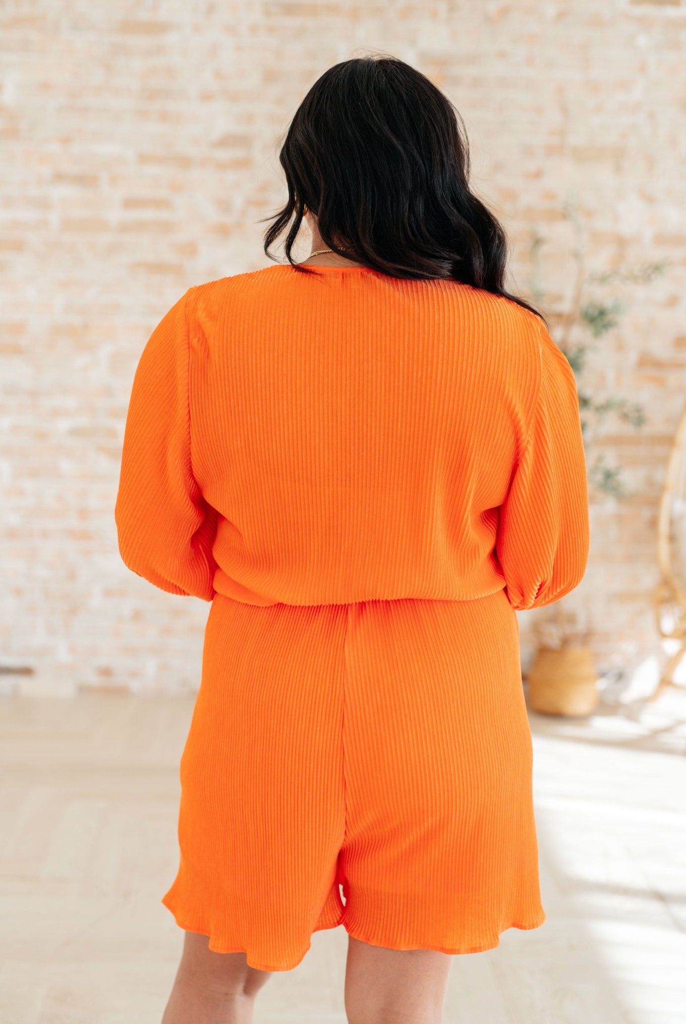 Roll With me Romper in Tangerine - Uptown Boutique Ramona