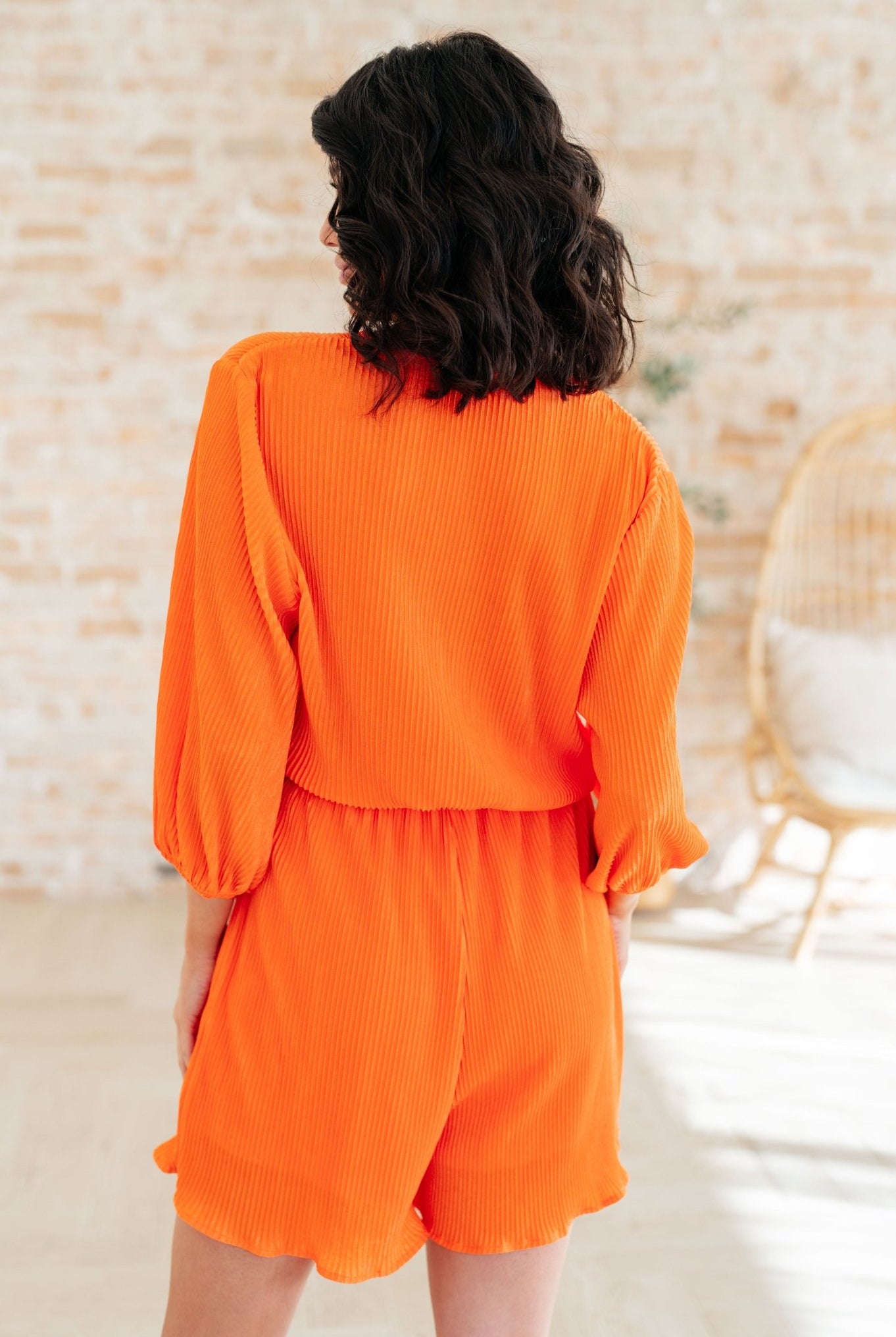 Roll With me Romper in Tangerine - Uptown Boutique Ramona